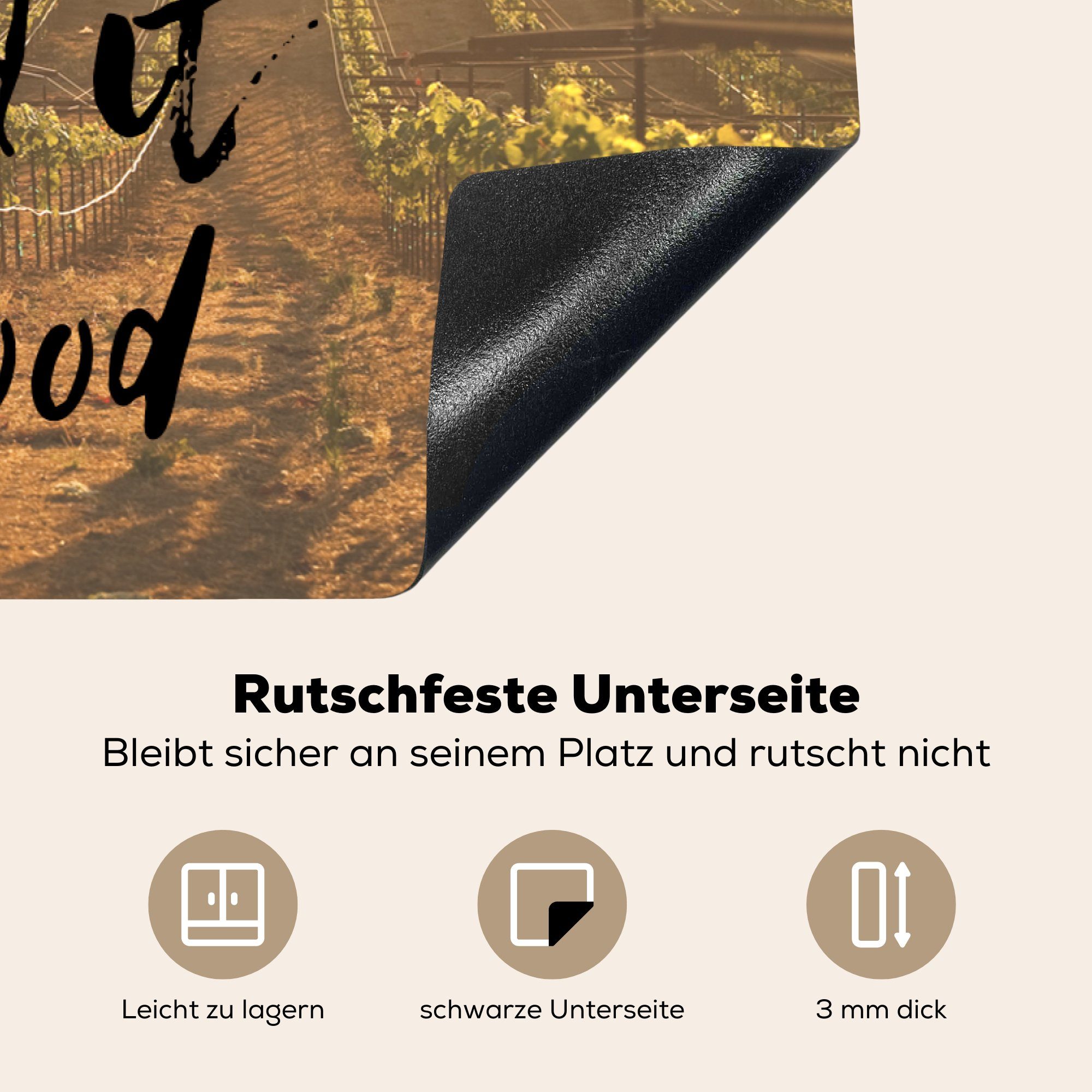 Vinyl, mit cm, zum sogar tlg), ihn Herdblende-/Abdeckplatte 'Ich für ich koche Induktionskochfeld Essen, küche, 81x52 Zitat MuchoWow Ceranfeldabdeckung füge Wein Wein. Manchmal die Schutz (1