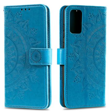 CoverKingz Handyhülle Hülle für Samsung Galaxy S20 Handyhülle Flip Case Schutzhülle Cover 16,5 cm (6,5 Zoll), Klapphülle Schutzhülle mit Kartenfach Schutztasche Motiv Mandala