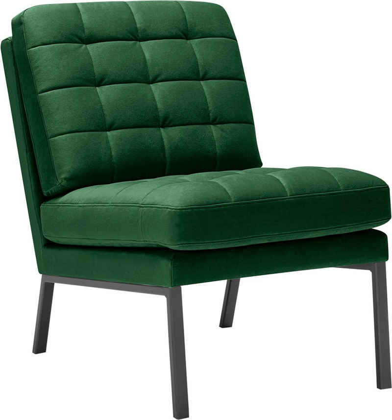 LOVI Sessel »Chilli«, Fußgestell grau, weiche Kissen mit auffallender Steppung im minimalistischen Design