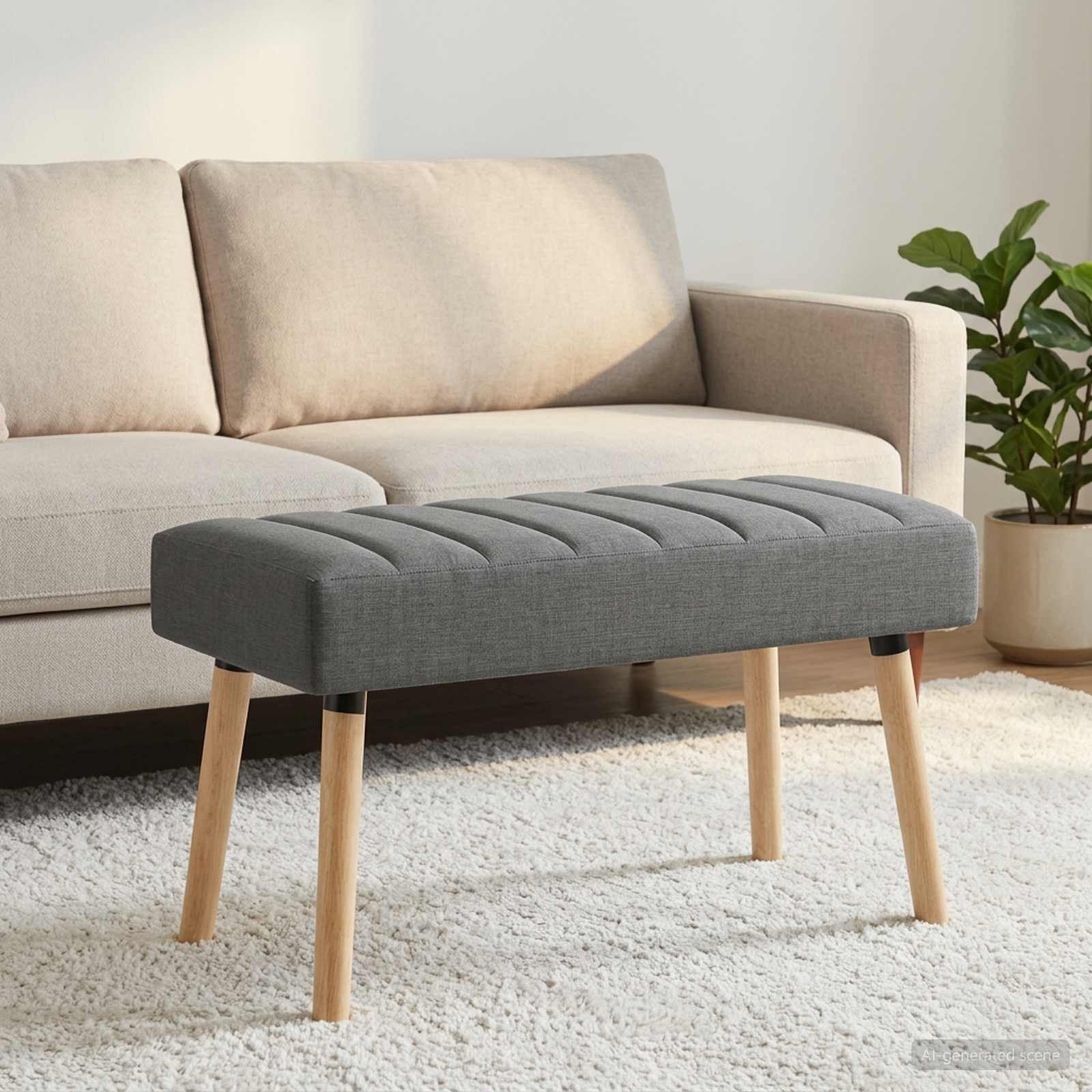 vidaXL Sitzbank Kanalgepolsterte Bank Dunkelgrau 80 x 40 x 46 cm Stoff (1-St)