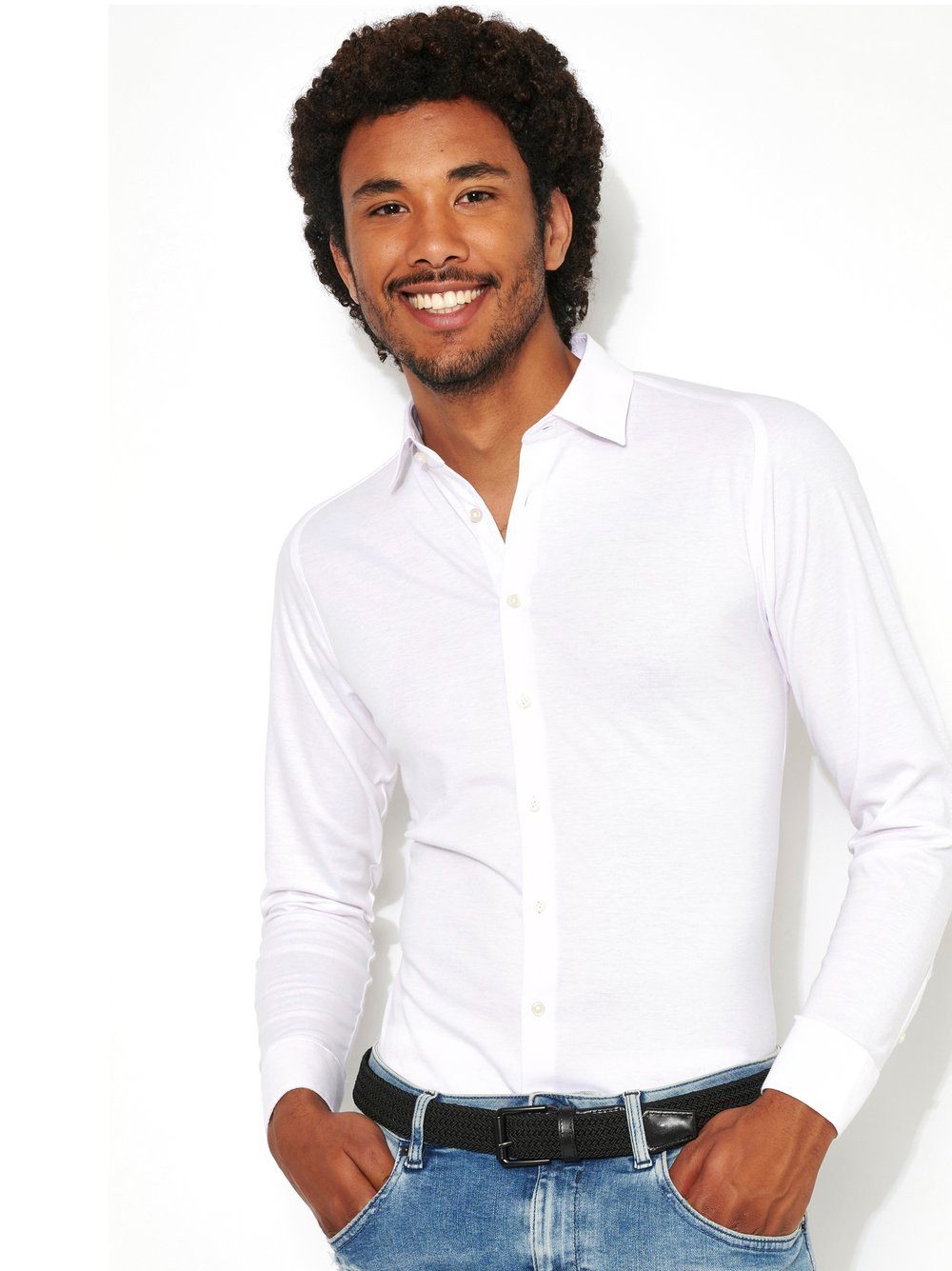 DESOTO Langarmhemd Jerseyhemd Casual Kent langarm Flexibler Stretch