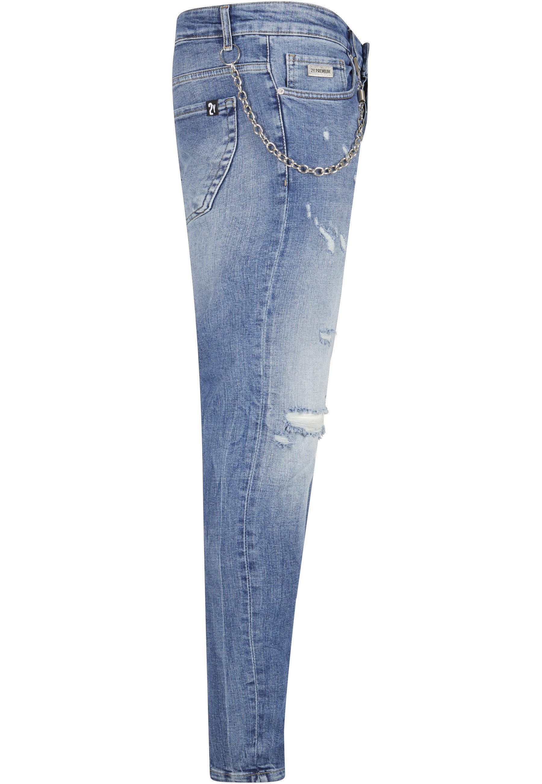 2Y Premium Bequeme Jeans 2Y Premium Herren 2Y Skinny Fit Destroyed Jeans