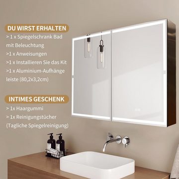 Fine Life Pro Badspiegel, 3-Farbiger dimmbarer Badezimmerschrank, 100x70x14cm