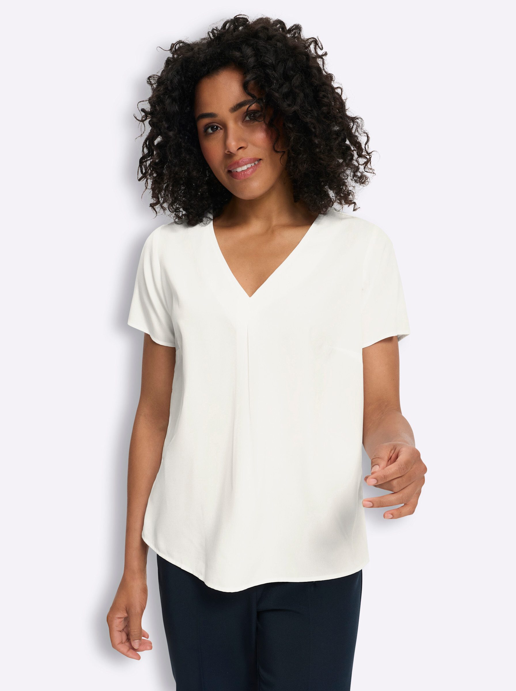 Sieh an! Klassische Bluse Schlupfbluse Kurzarm