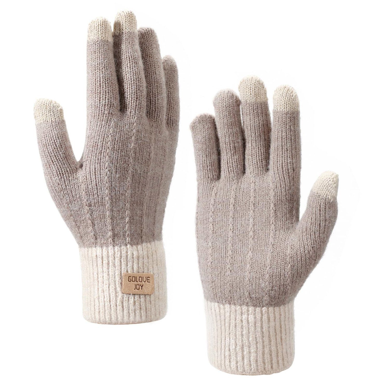 Khaki Damen Handschuhe Baumwollhandschuhe Strick Radfahren Winterhandschuhe Daisred