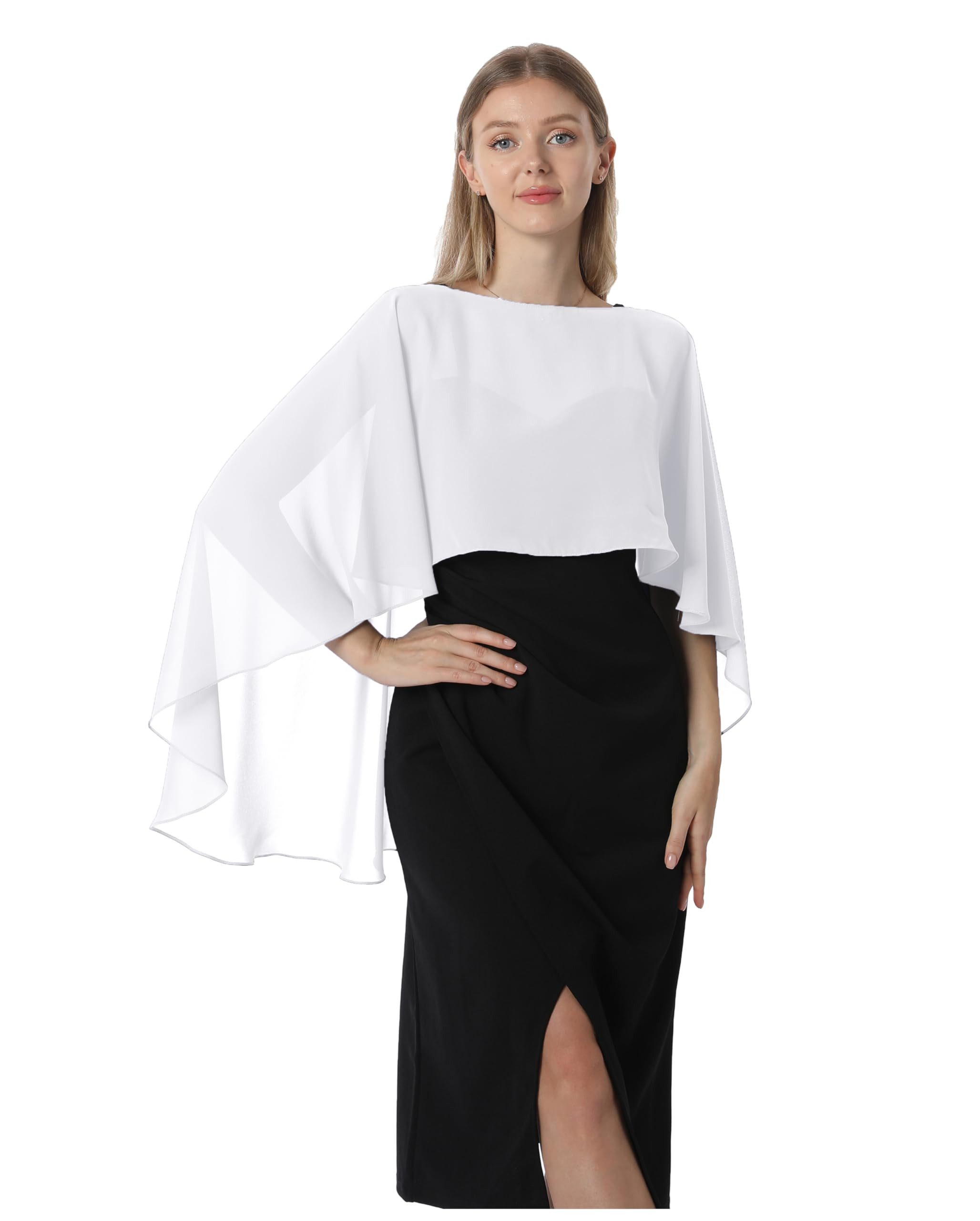 nsihing Bolero Damen Chiffon Cape Schals für Hochzeitskleider Elegantes Bankett Capelets für Hochzeit Braut Abendkleid Brautkleid Sommer