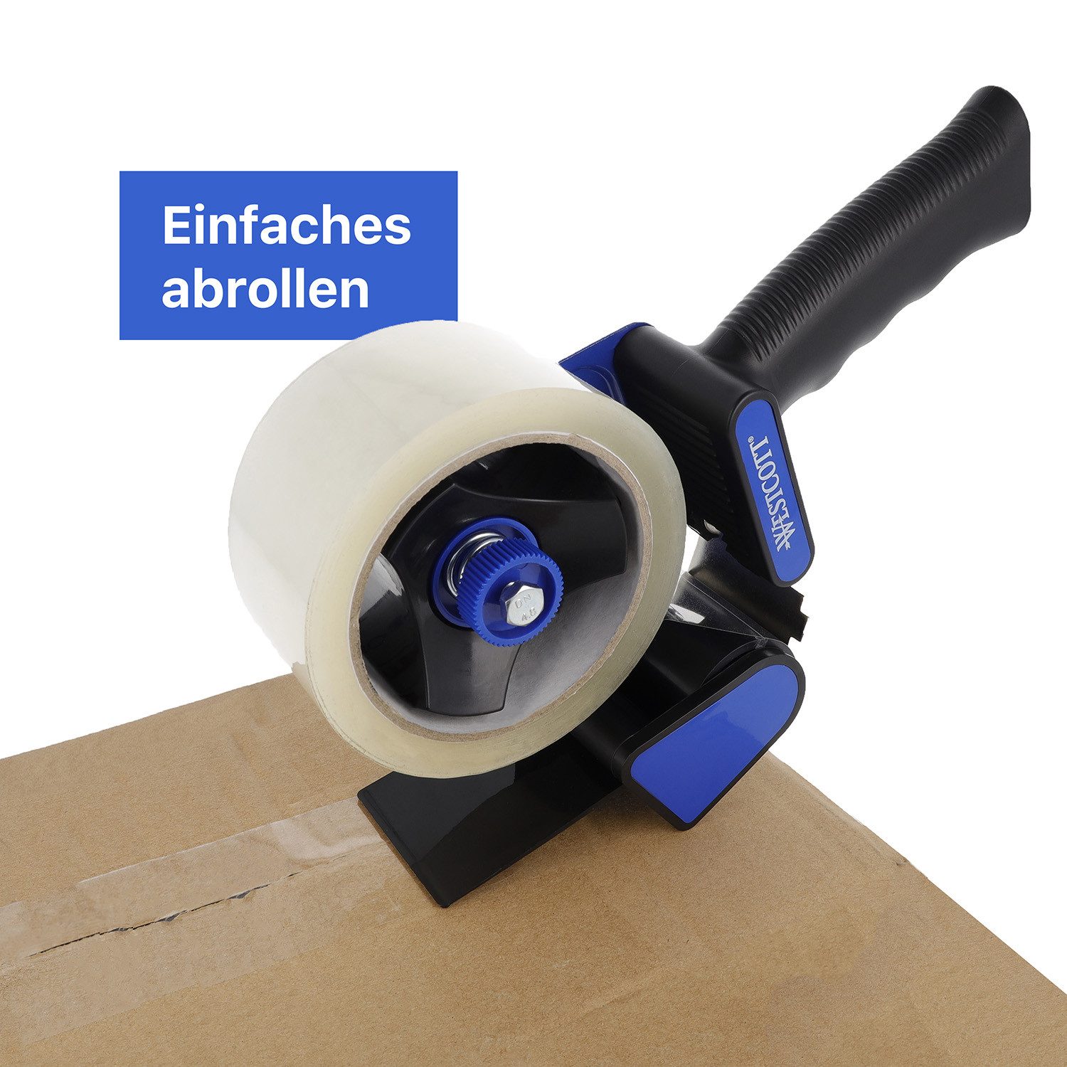 WESTCOTT Versandkarton Paketbandabroller, Paketklebeband Abroller für Paketband Kern-Ø 76 mm, Für Paketband 50 mm x 66 m