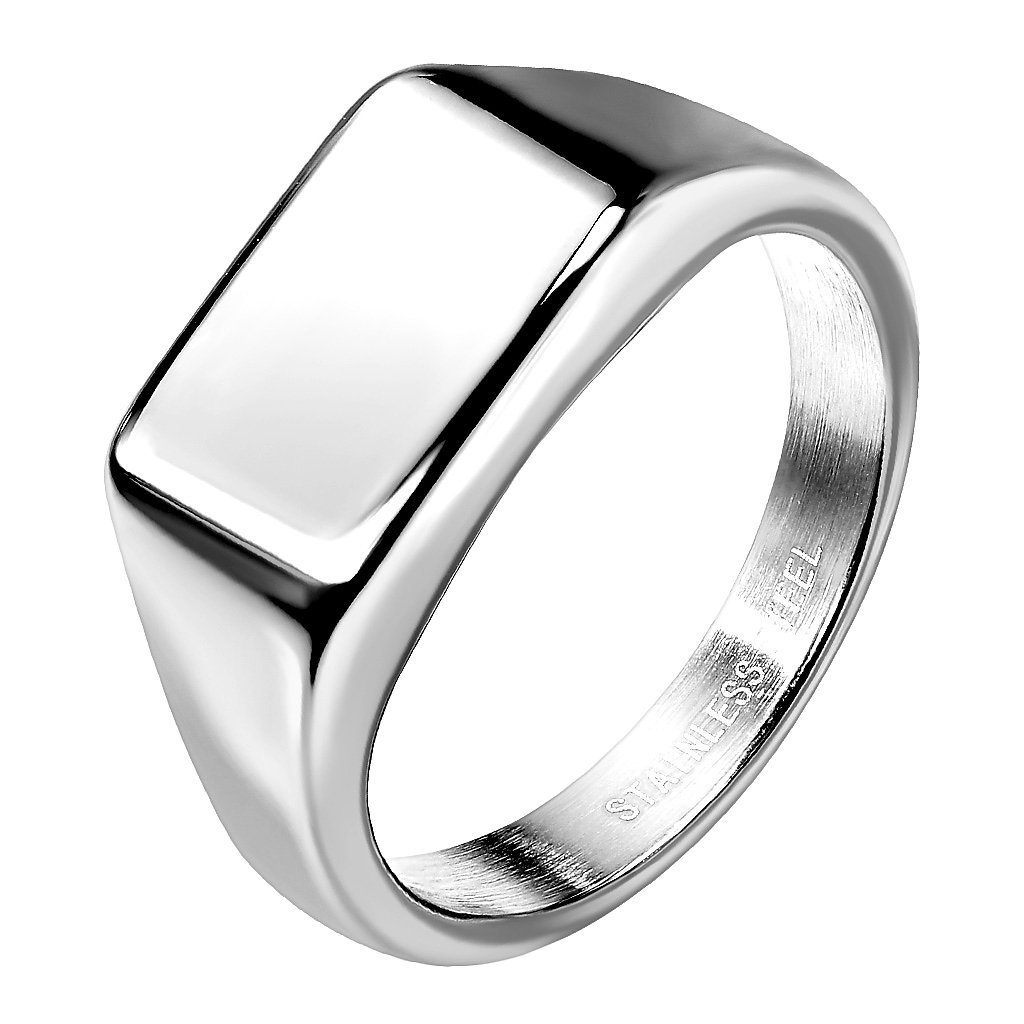 Taffstyle Fingerring Siegelring rechteckig Chirurgenstahl für Damen und modern zeitlos (Markanter Statementring aus Edelstahl – ideale Geschenkidee für jeden Anlass)