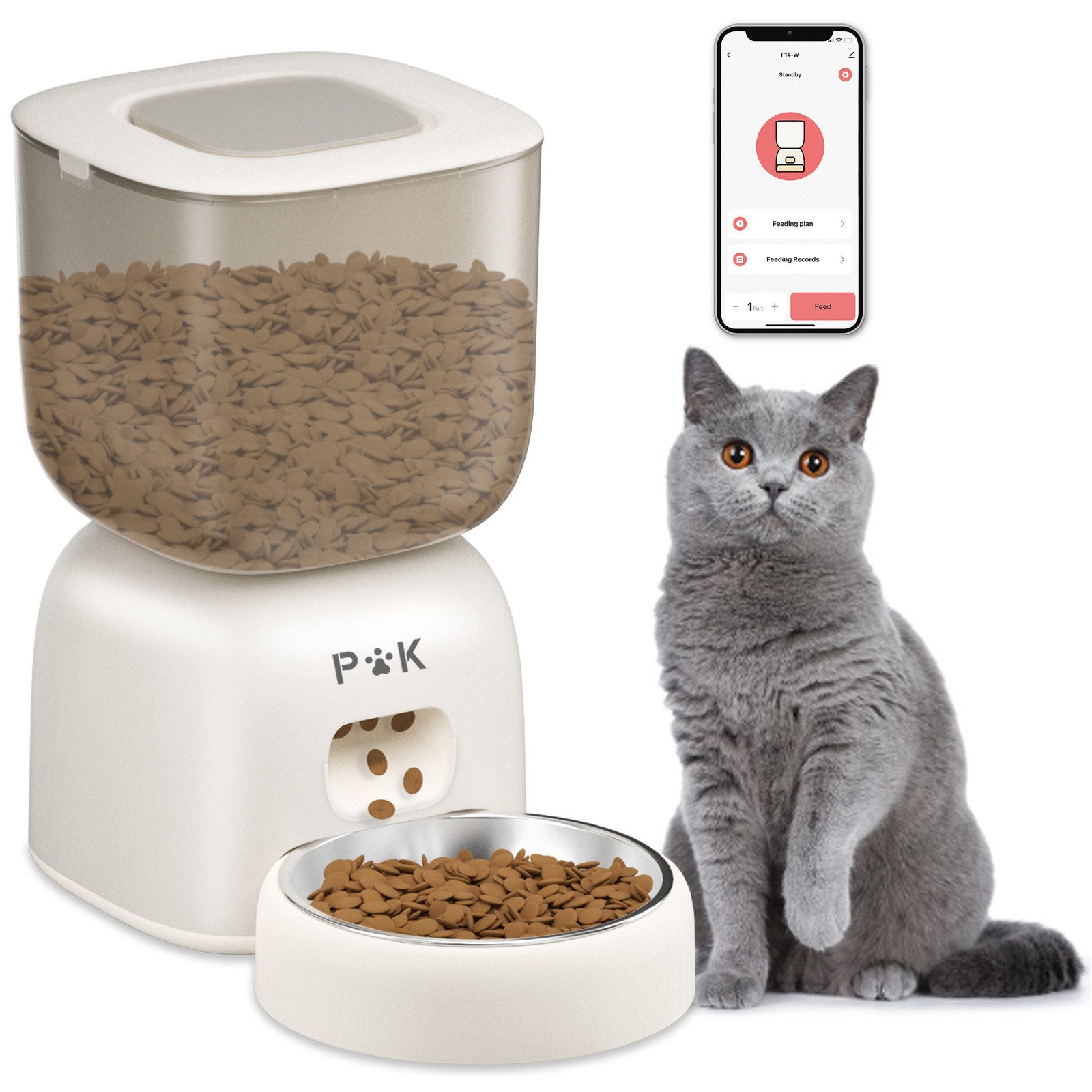 Futterautomat 3L WIFI Futterautomat Katze & Hund Automatischer Futterspender