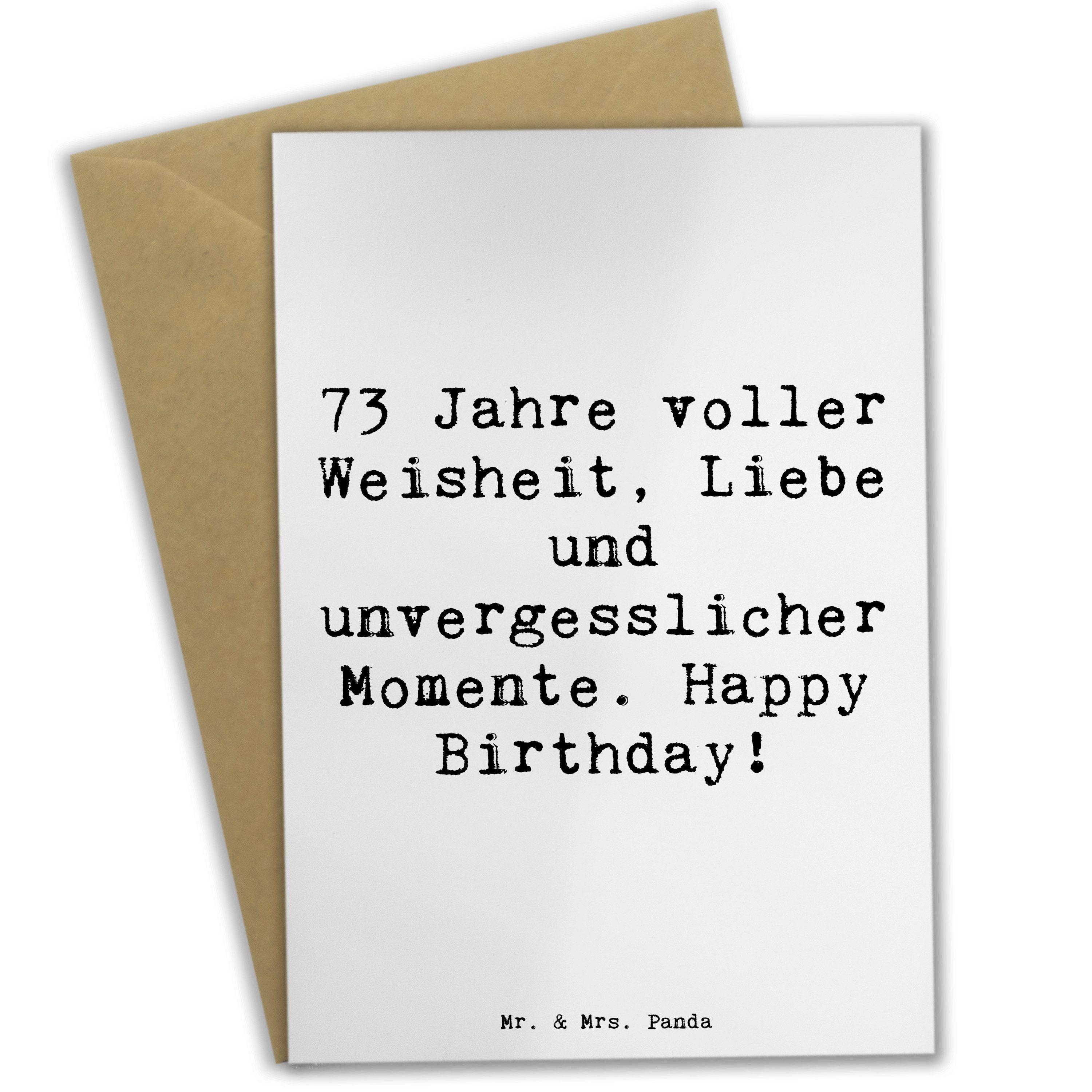 Mr. & Mrs. Panda Grußkarte Spruch 73. Geburtstag Weiß Geschenk