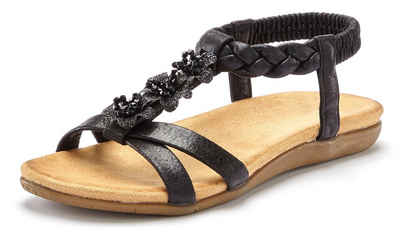 LASCANA Sandale Sandalette, Sommerschuh mit Schmucksteinchen und elastischem Riemchen