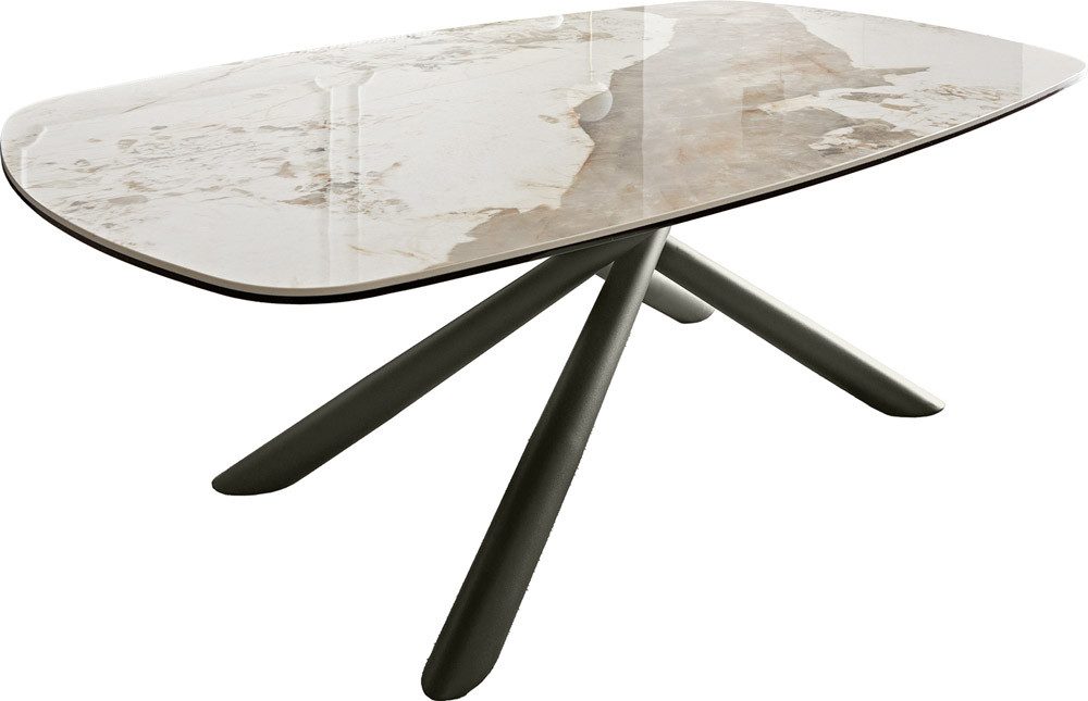 DELIFE Couchtisch Sarita, Keramik Minas Melange Weiß-Beige 120x70 cm Gestel günstig online kaufen