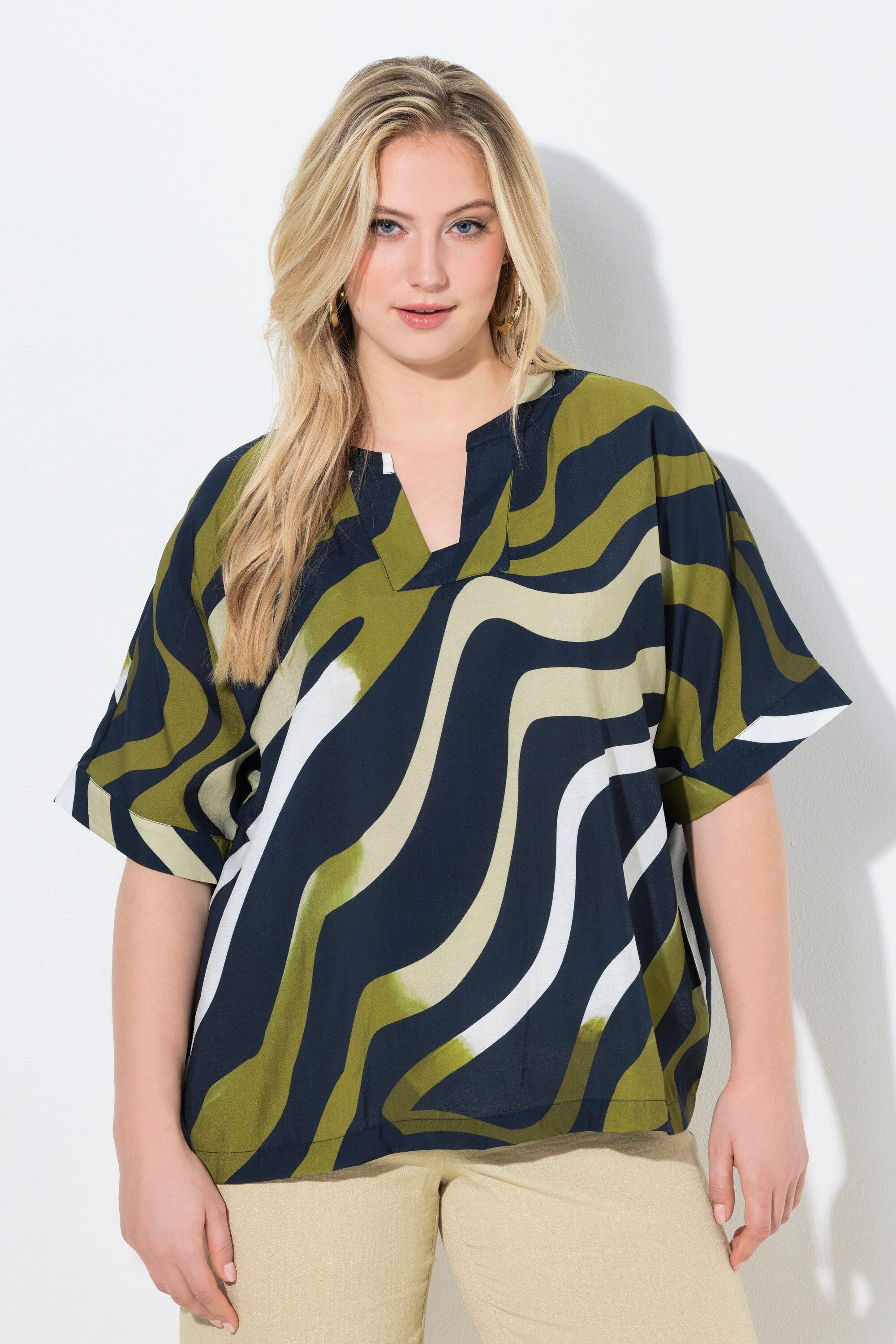Ulla Popken Tunika Tunikabluse Oversized Wellen
