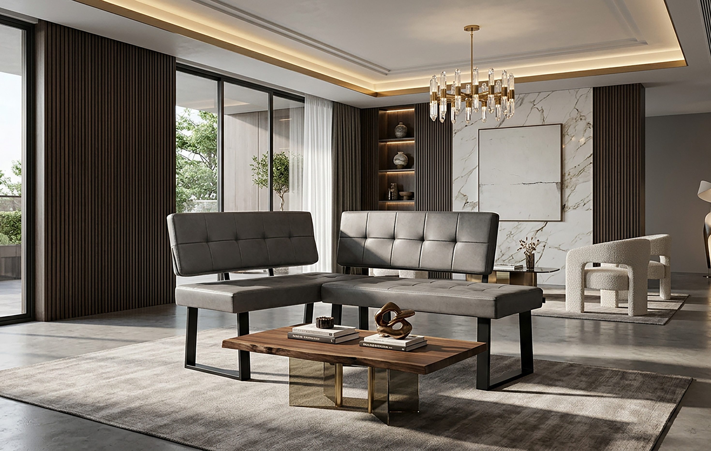 B&D home Eckbank AKA (2-St), beidseitig montierbar, gepolstert, mit Rückenlehne, verschiedene Maße