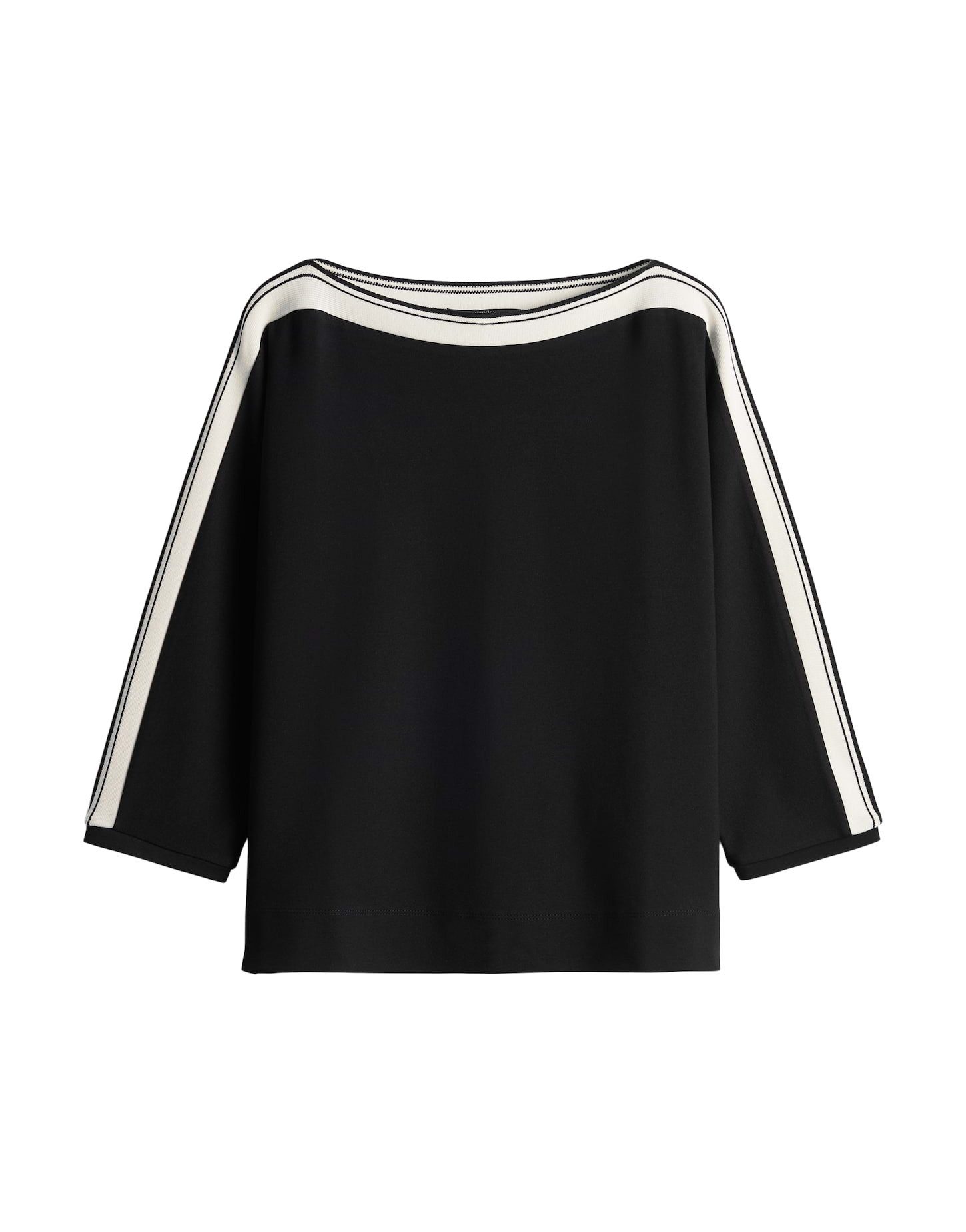 someday 3/4-Arm-Shirt KELVA DETAIL U-Boot Shirt mit sportiven Einsatz schmal zulaufend, lockere Passform, gestreiftes Ripsband