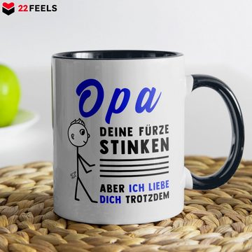 22Feels Tasse Opa Geschenk Geburtstag Grossvater Rentner Kaffeetasse Männer Familie, Keramik, Made in Germany, Spülmaschinenfest, Zweifarbig
