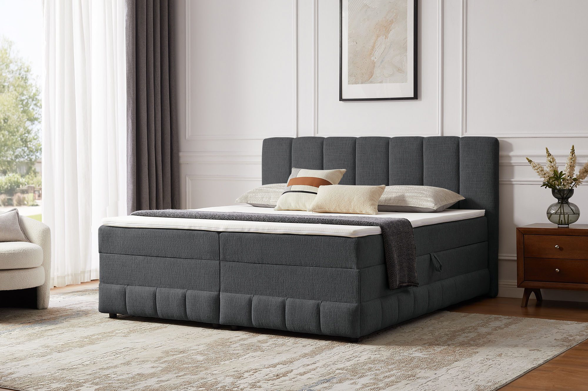 OTTO home Boxbett Likely inkl. Bettkasten, Liegefläche 180x200 cm, in Boxspring-Optik, inkl. Topper, erhältlich in verschiedenen Farben