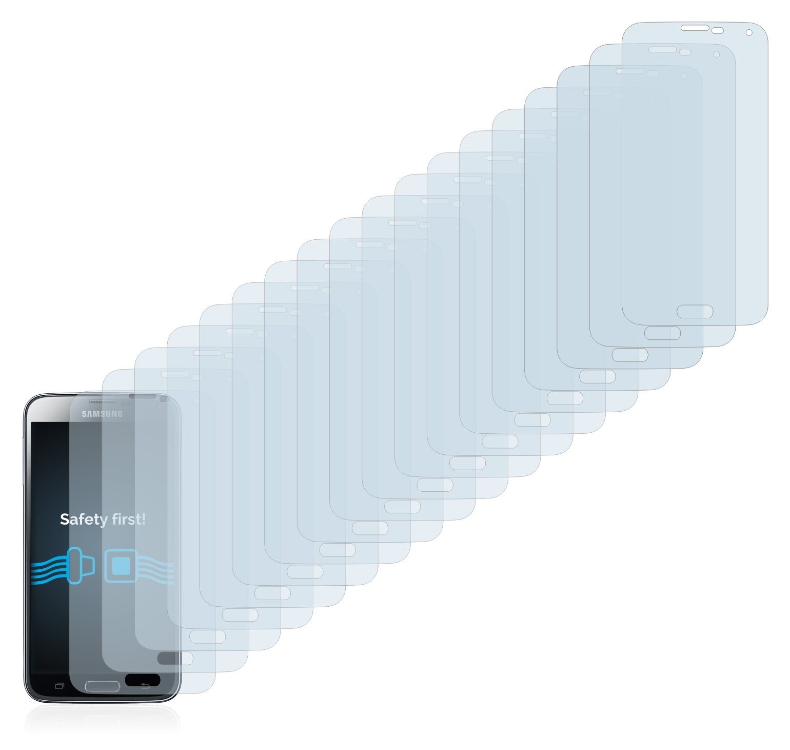 Savvies Schutzfolie für Samsung Galaxy S5 SM-G900I SM-G900F,  Displayschutzfolie, 18 Stück, Folie klar