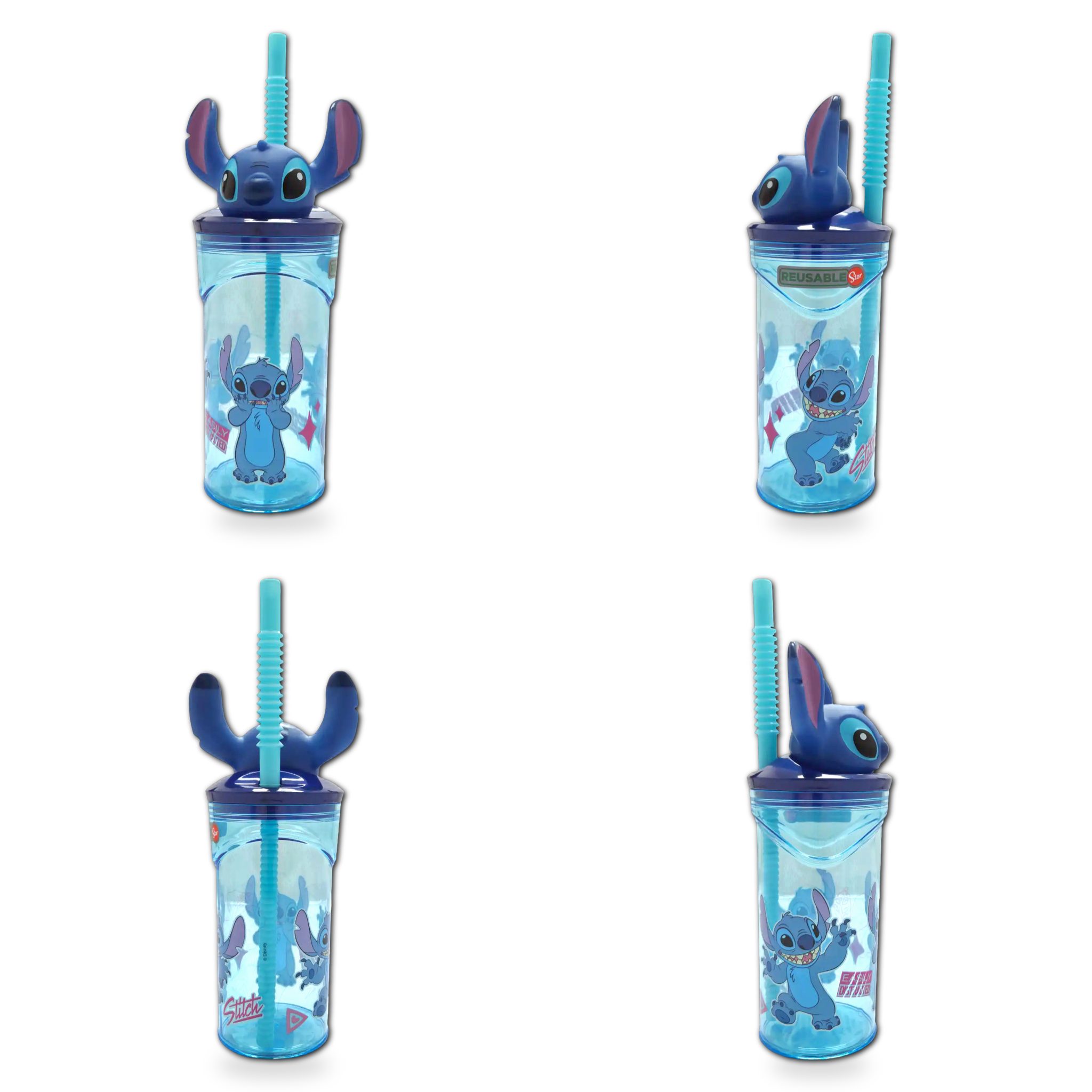 Disney Trinkflasche Disney Stitch 3D Deckel Kinder Trinkbecher Becher 360 ml