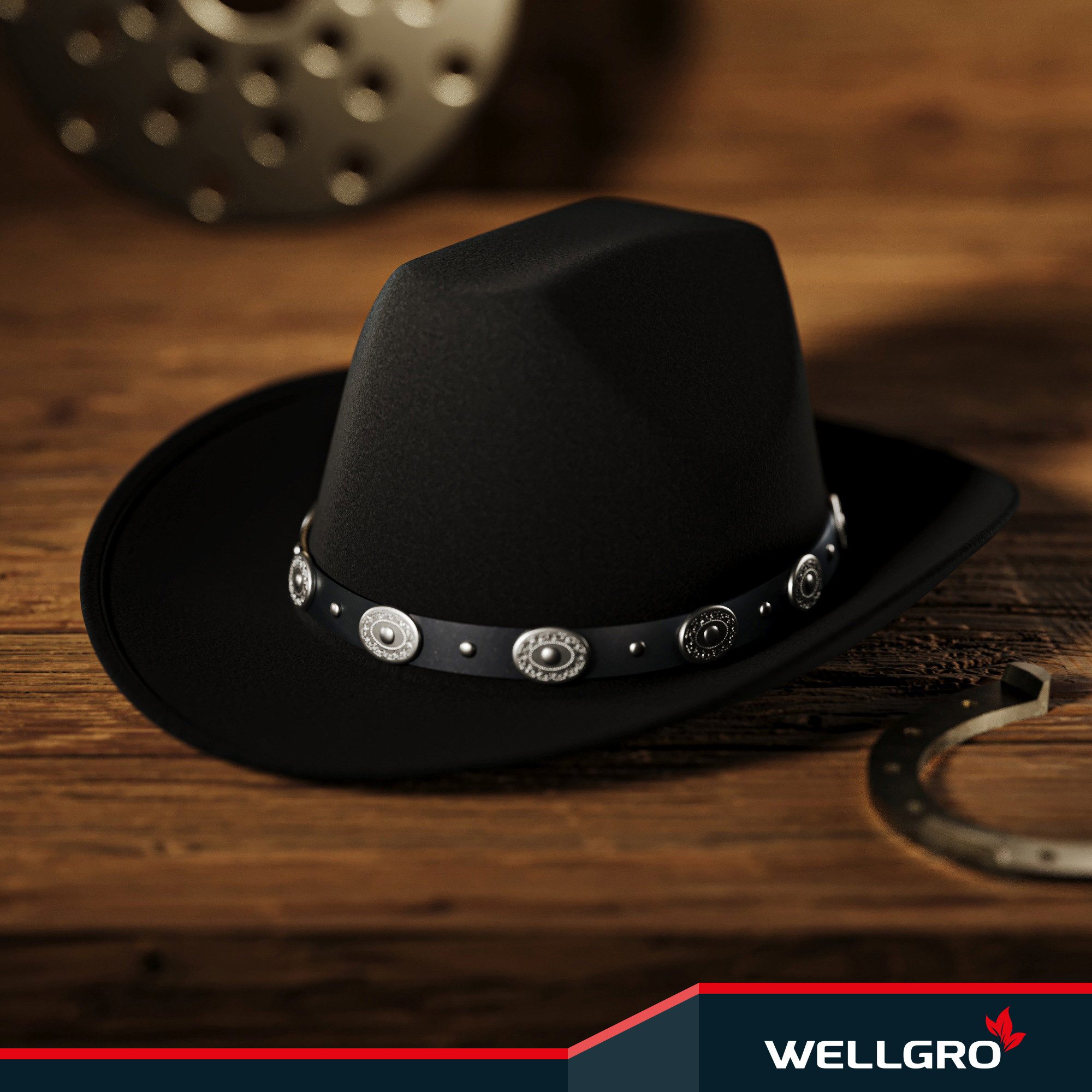 Wellgro Zylinder Cowboy Hut für Erwachsene schwarz