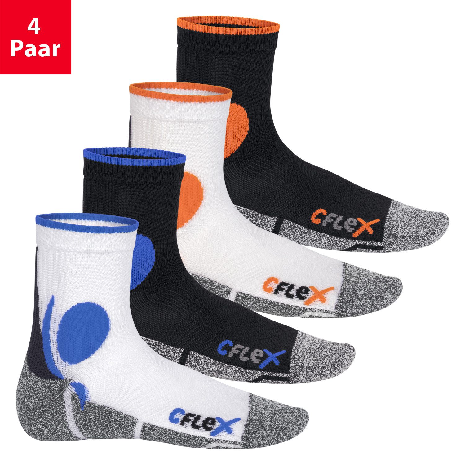 CFLEX Спортивные носки Damen und Herren Running Funktionssocken (4 Paar) Laufsocken