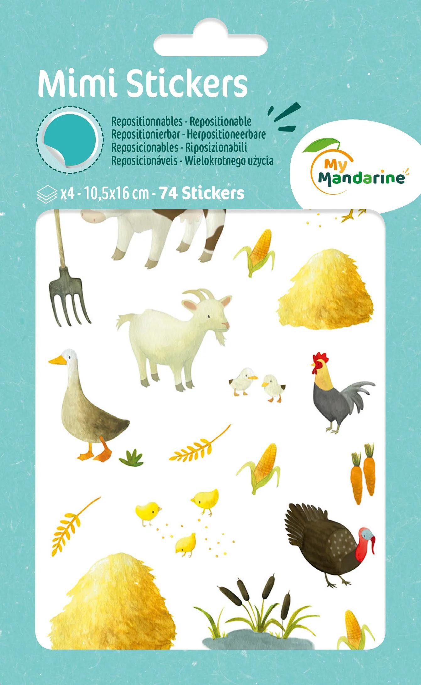 maildor Sticker 10x Mimi Stick', 4 Stickerbogen 10,5x16cm, Bauernhof Mehrfarbig AE020O, My Mandarine