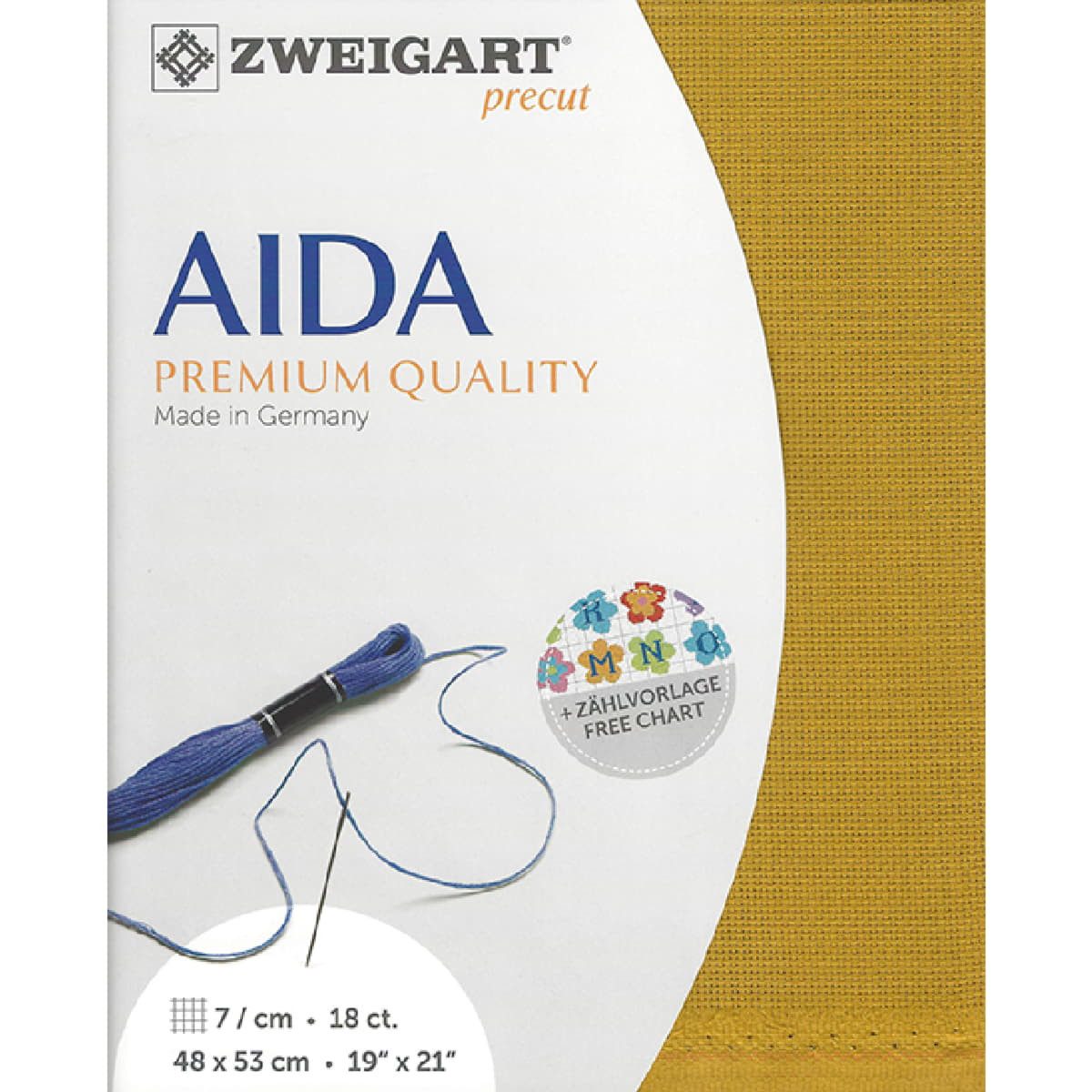 Zweigart Kreativset AIDA Zweigart Precut 18 ct. Fein-Aida 3793 Farbe 3008 curry, 48x53 cm, (embroidery kit by Marussia)