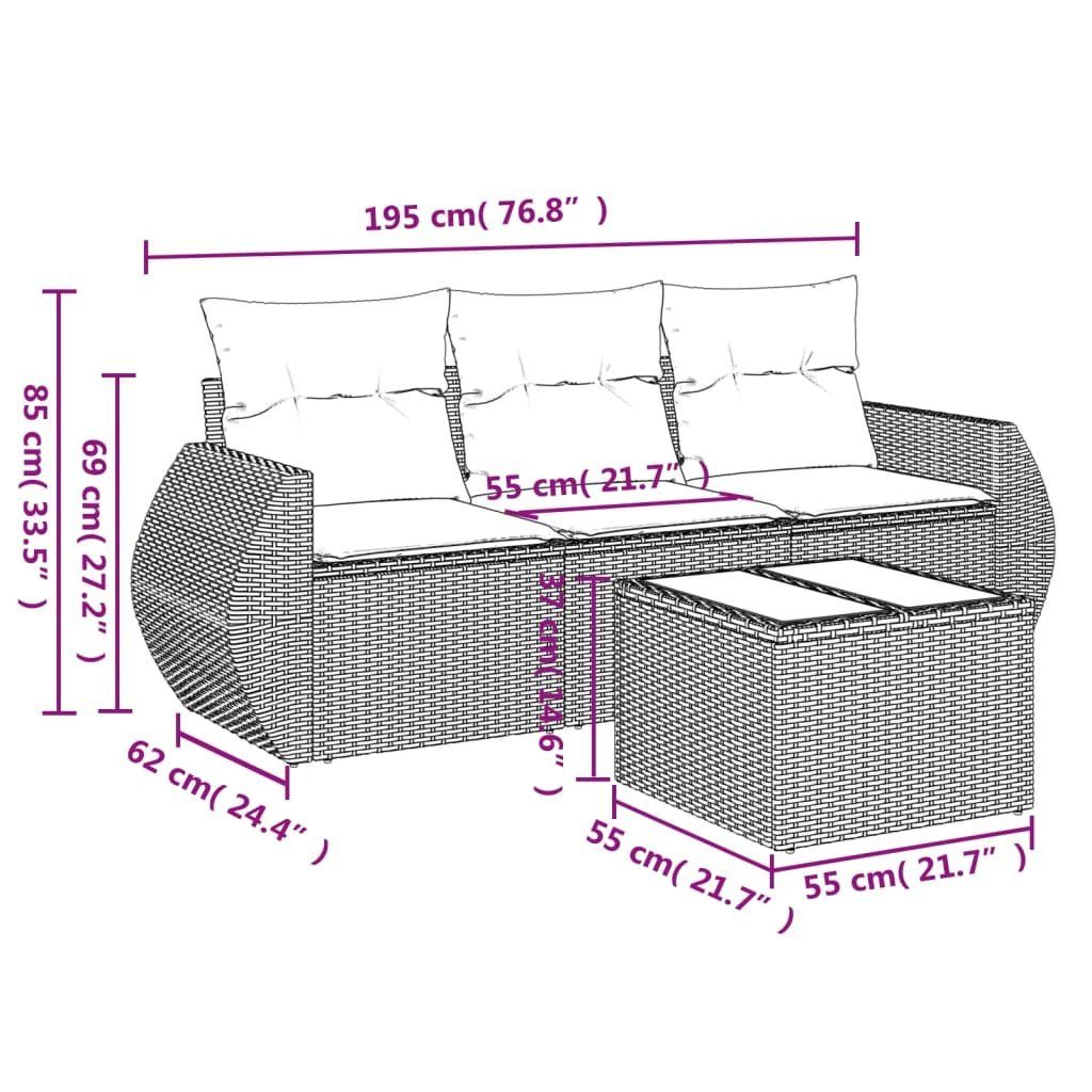 vidaXL Gartenlounge-Set 4-tlg. Garten-Sofagarnitur mit Kissen günstig online kaufen