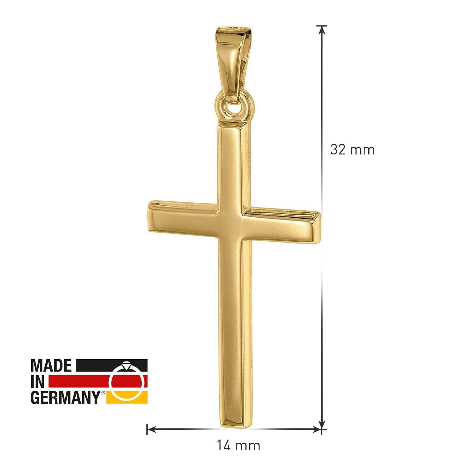 585 trendor Gold 25 mm Kreuzanhänger für Kreuz- / 14K