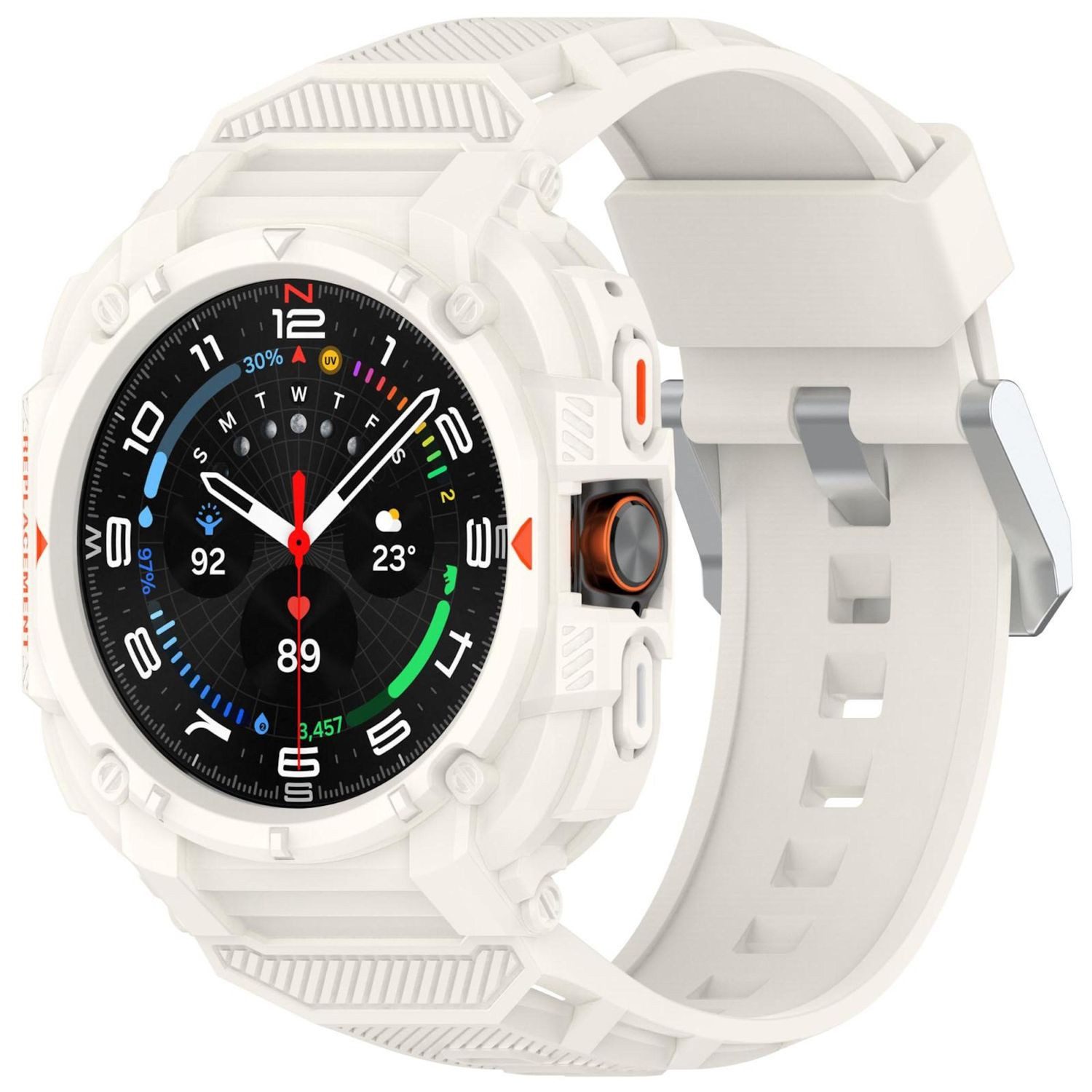 Wigento Smartwatch-Armband Für Samsung Galaxy Watch Ultra 47mm TPU Hülle integriertem Armband, Integrierte TPU-Hülle mit Schnellverschluss-Armband