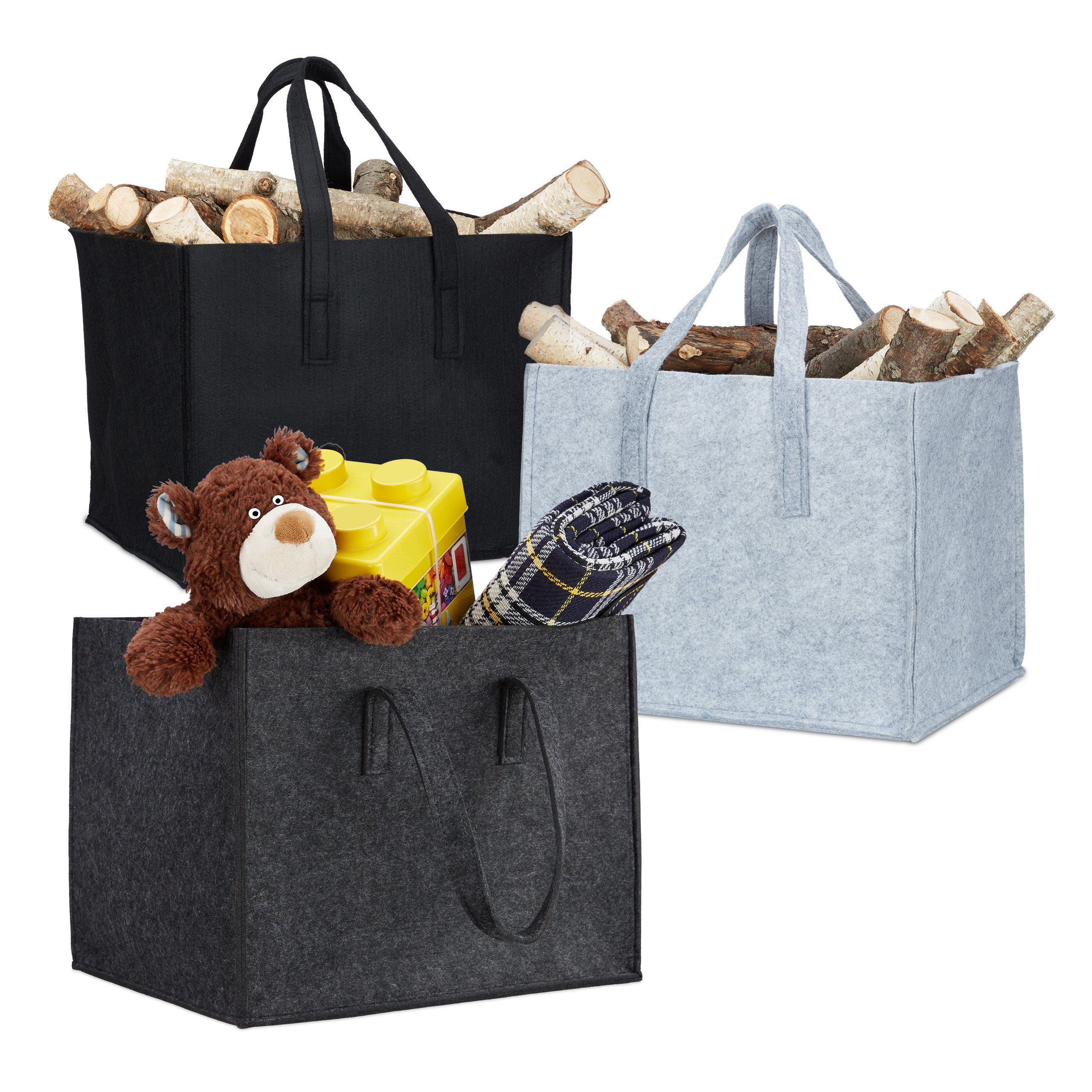 Kaminholzkorb Kaminholztaschen 3er Set