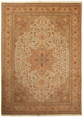Orientteppich Perser - Täbriz - Royal - 344 x 251 cm - hellbraun, morgenland, rechteckig, Höhe: 7 mm, Wohnzimmer, Handgeknüpft, Einzelstück mit Zertifikat