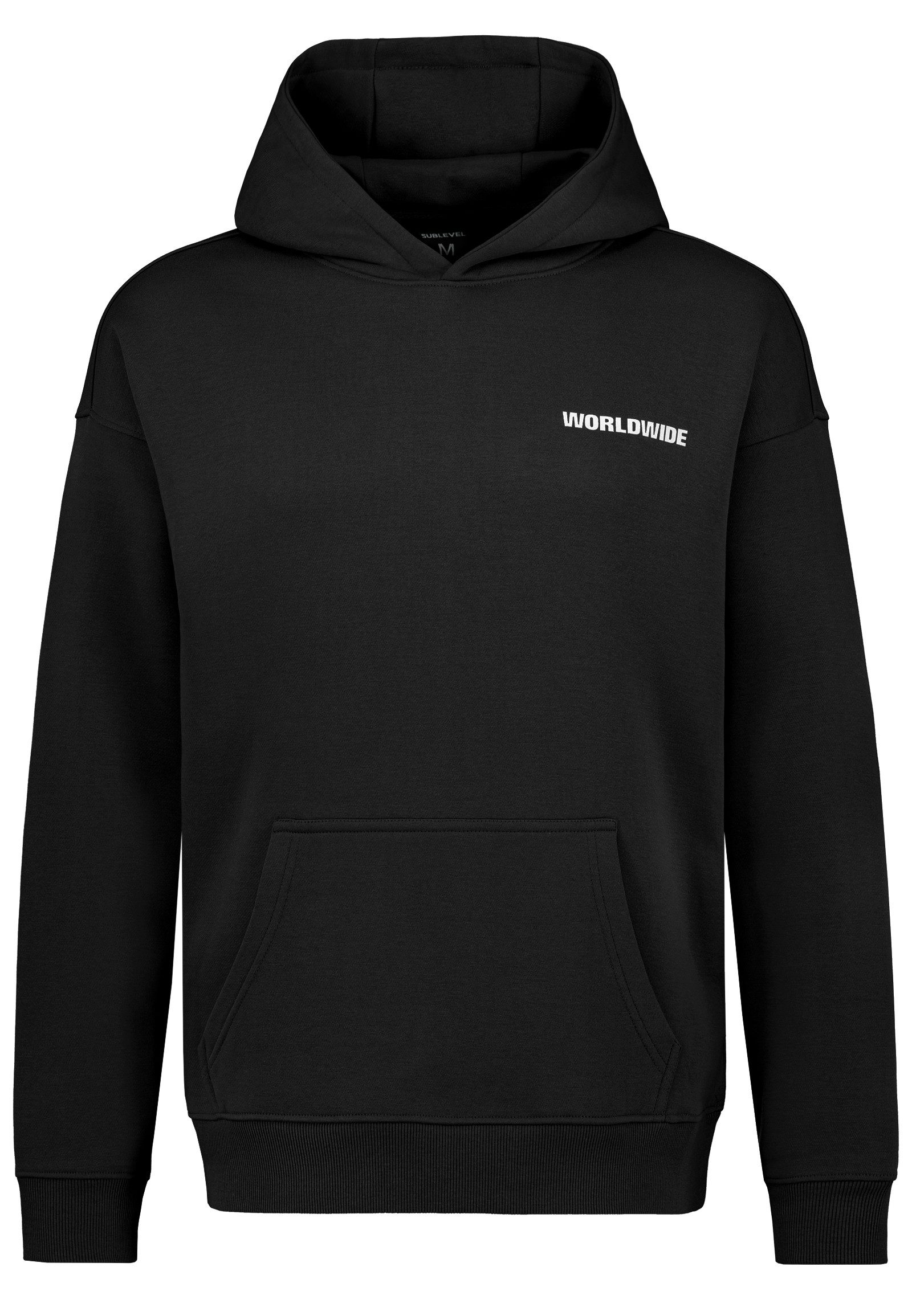 SUBLEVEL Hoodie mit Weltmotiv und Kängurutasche günstig online kaufen
