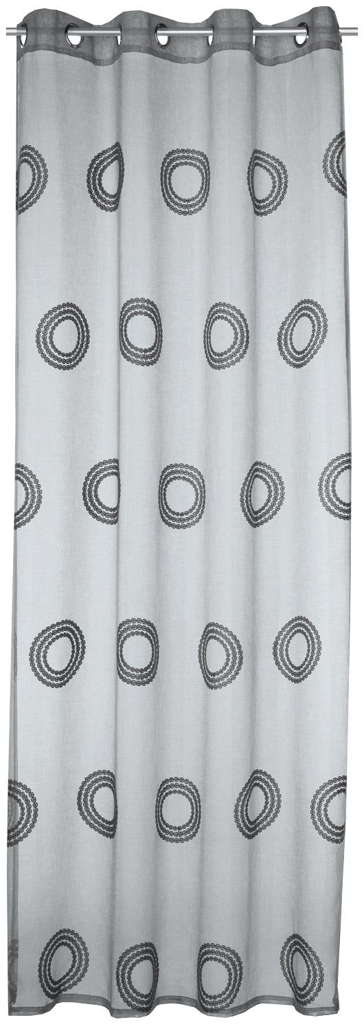 Vorhang Ösenvorhang MAKADI, Grau, B 135 cm, L 245 cm, Albani, Ösen, halbtransparent