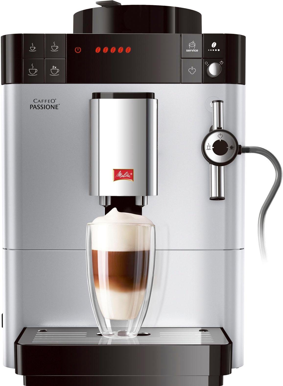 Melitta Kaffeevollautomat Passione® One Touch F53/0-101, silber, Tassengenau frisch gemahlen, Service-Taste für Entkalkung & Reinigung