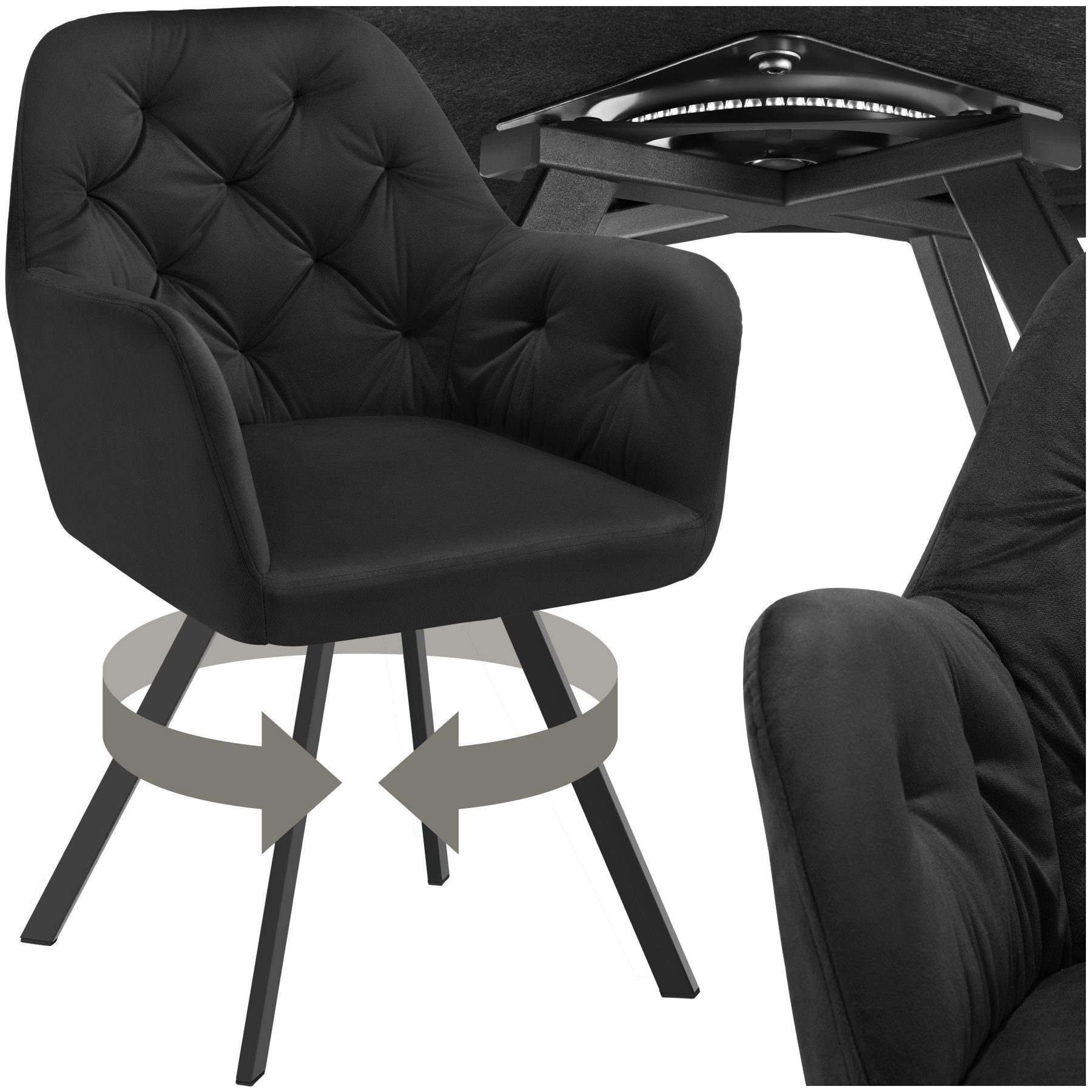 tectake Esszimmerstuhl Drehbarer Samt-Armlehnstuhl Lucia, gepolstert (Set, günstig online kaufen