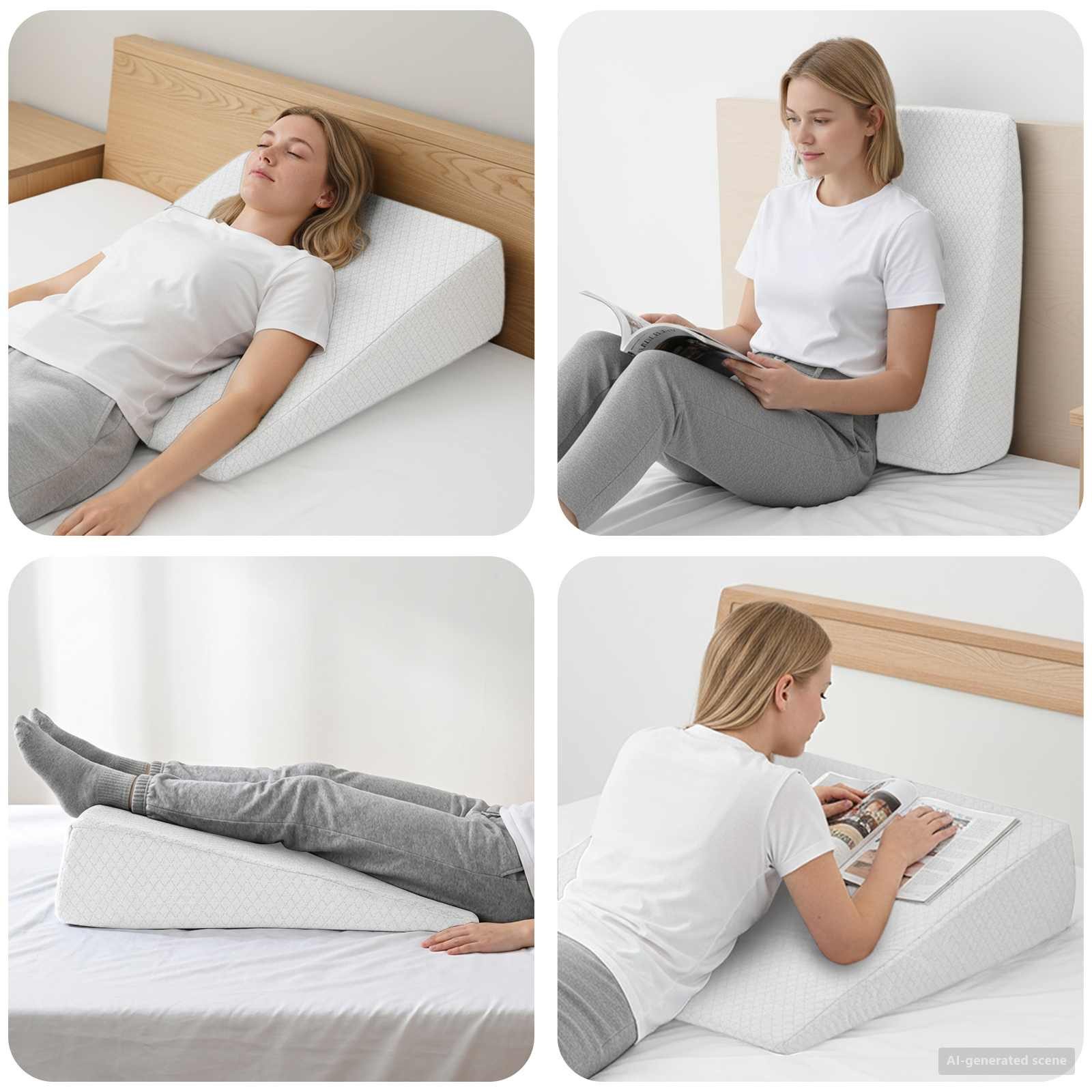 vidaXL Kopfkissen Keil Kopfkissen Uni Weiß 69 x 64 x 19 cm Viscoschaum, Bezug: Polyester