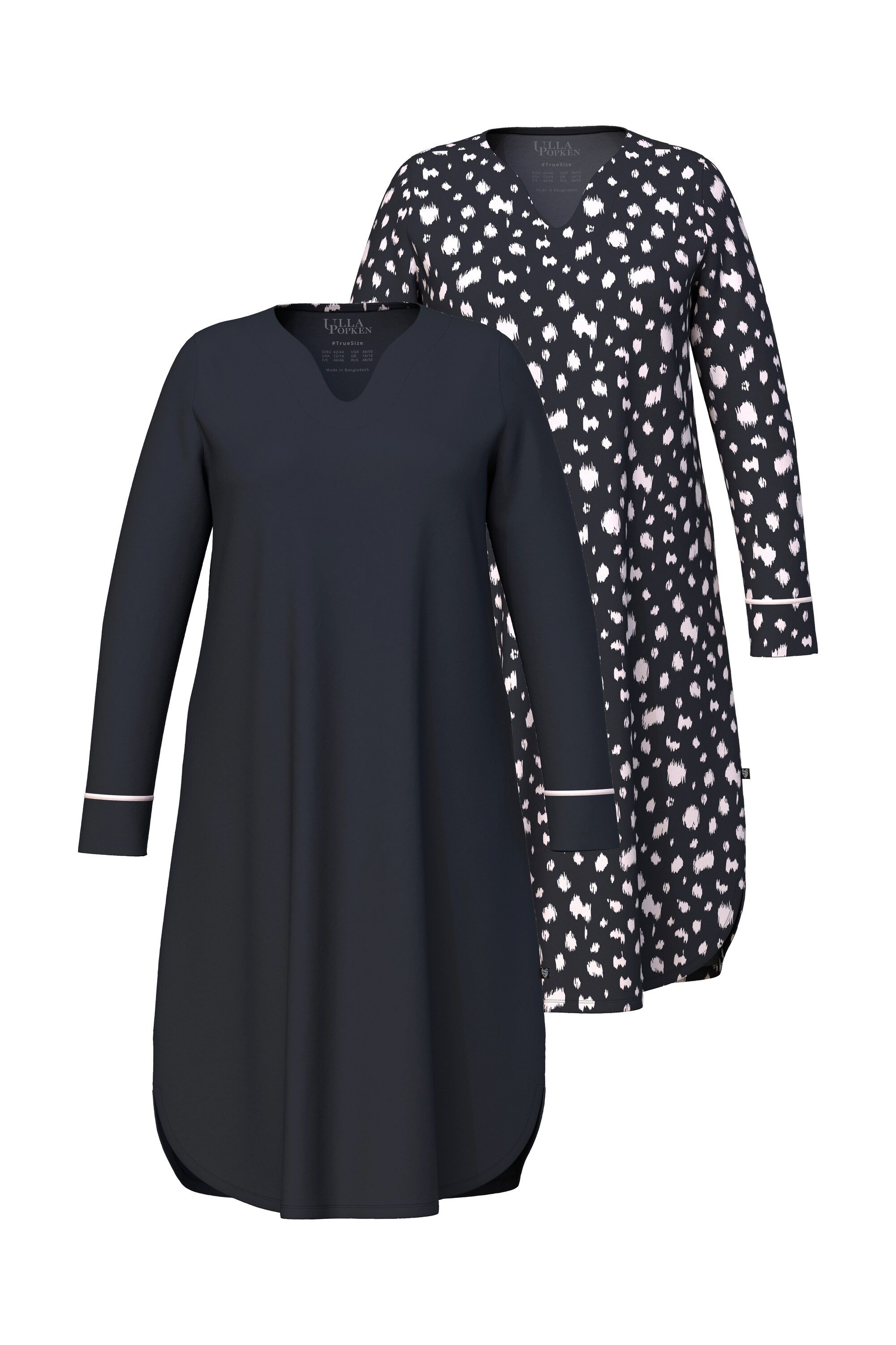Ulla Popken Nachthemd Bigshirts 2er-Pack Dalmatiner Herzausschnitt