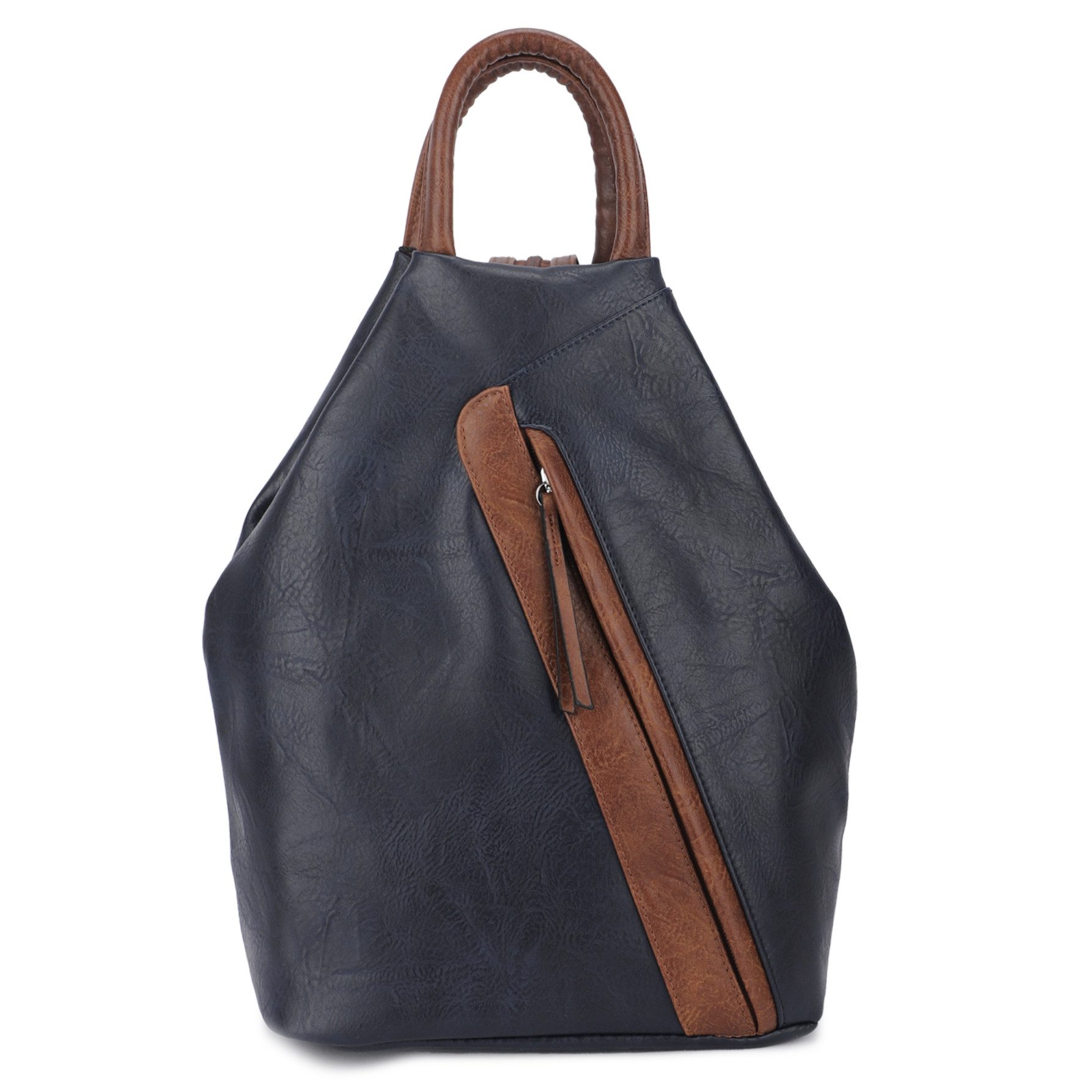 MIRROSI Tagesrucksack Damen Rucksack Kunstleder 25x13x35 cm – Cityrucksack (ca. 25 x 13 x 35 cm), mit Reißverschluss, Henkel, Schulterriemen & Frontfach