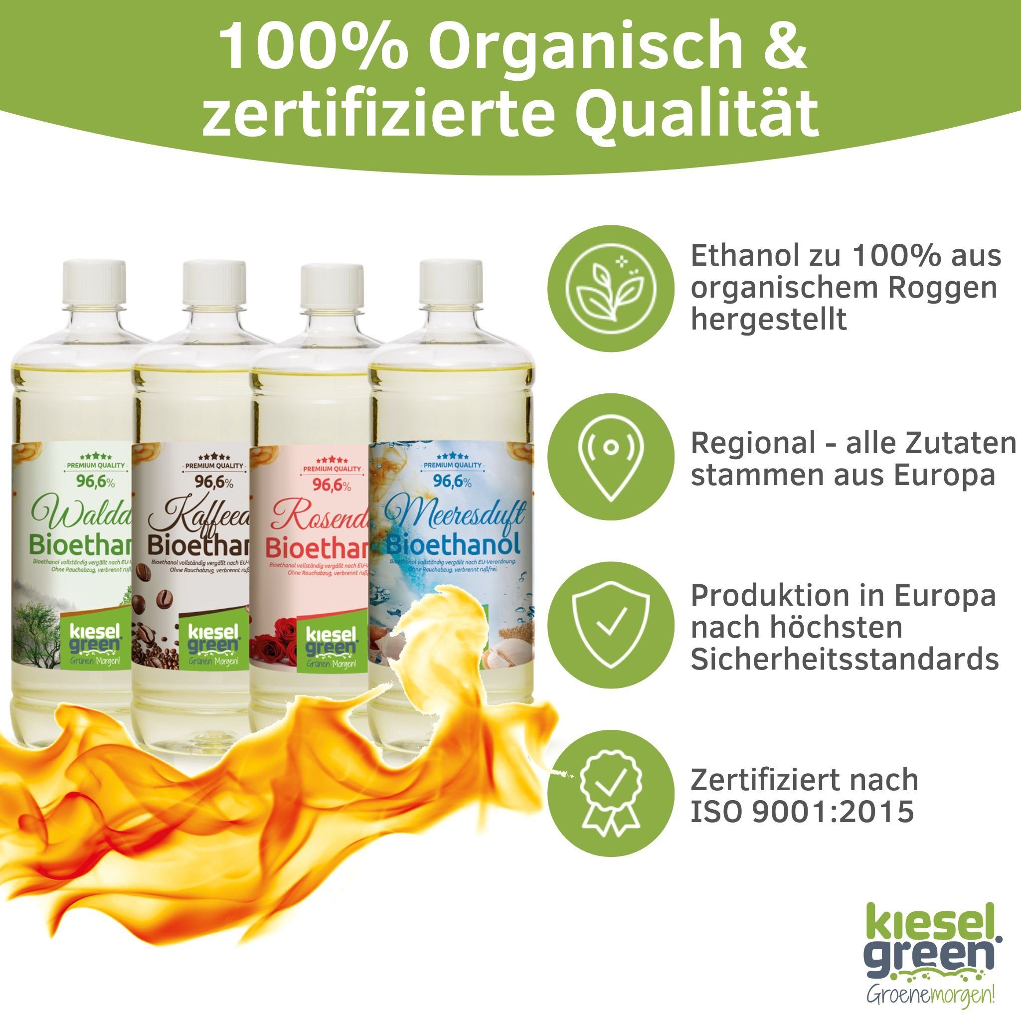 KieselGreen Bioethanol KieselGreen Bioethanol Flasche 12 x 1 Liter mit Duft für Ethanol-Kamin – Bild 3 von 5
