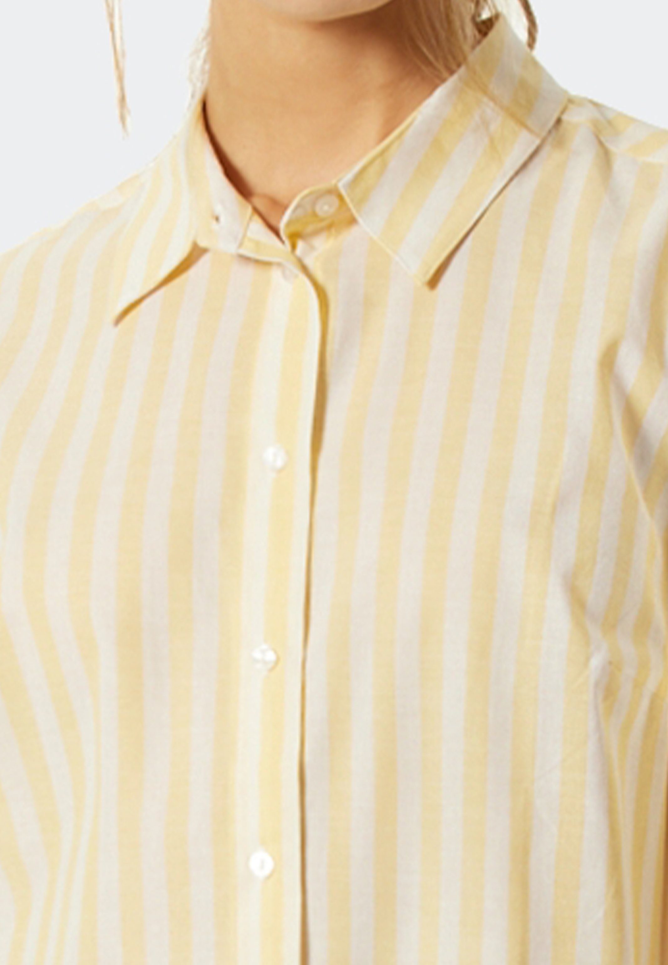 Baumwolle Nachthemd Gelb Schiesser Pyjama Story - (1-tlg) - Nachthemd