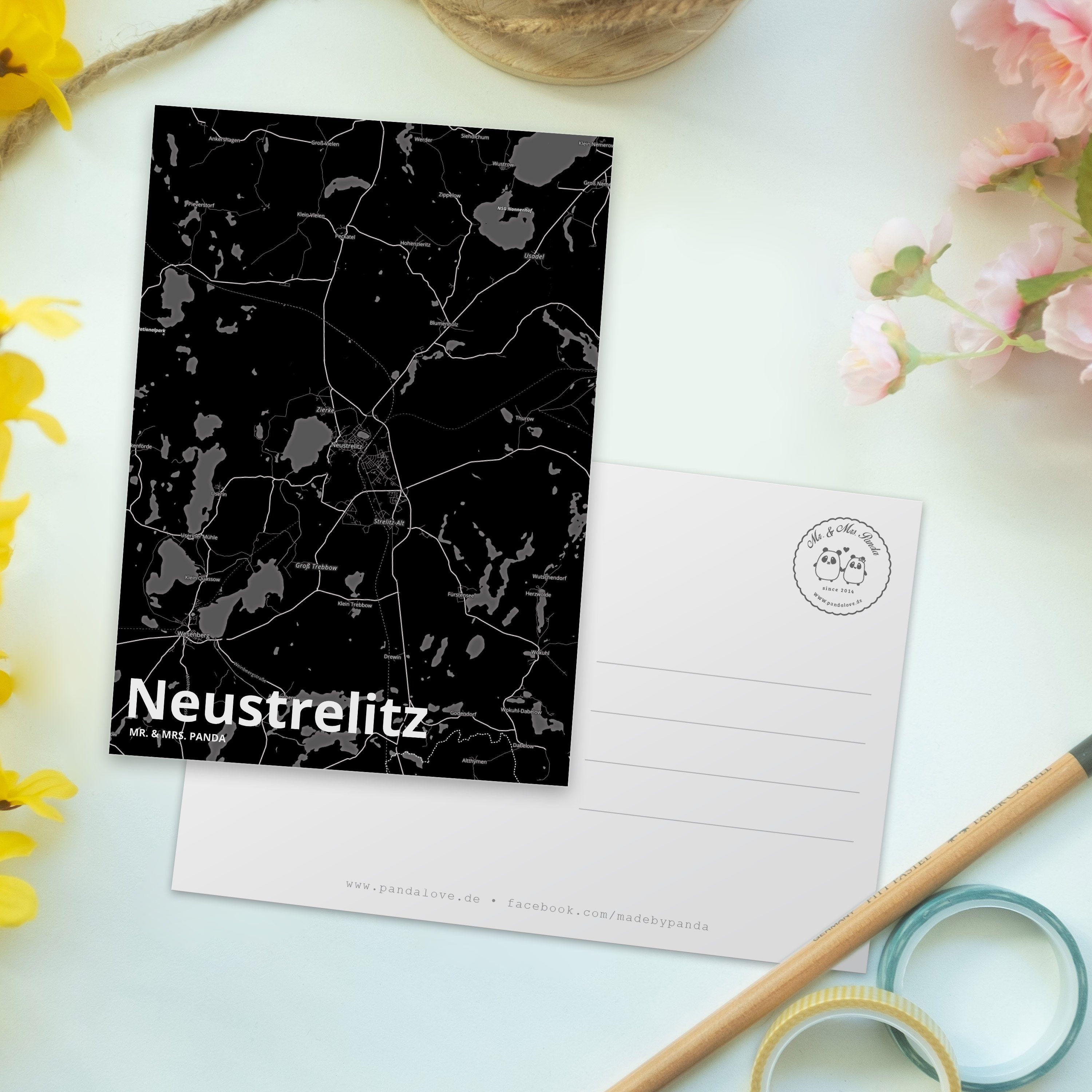 Karte, Ansichtskarte, Stadt, Postkarte Neustrelitz - & Mrs. Mr. S Geschenk, Panda Geschenkkarte,
