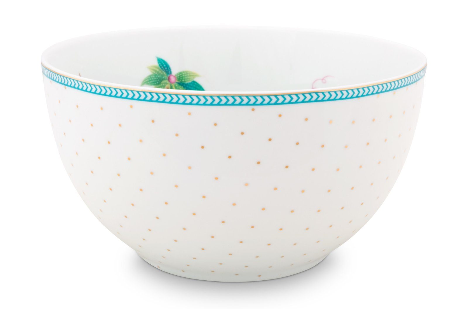 PiP Studio Schale Jolie Flowers Dots Gold Bowl 15 cm, Porzellan, (Schüsseln & Schalen), Bowl Jolie Flowers Dots Gold 15cm