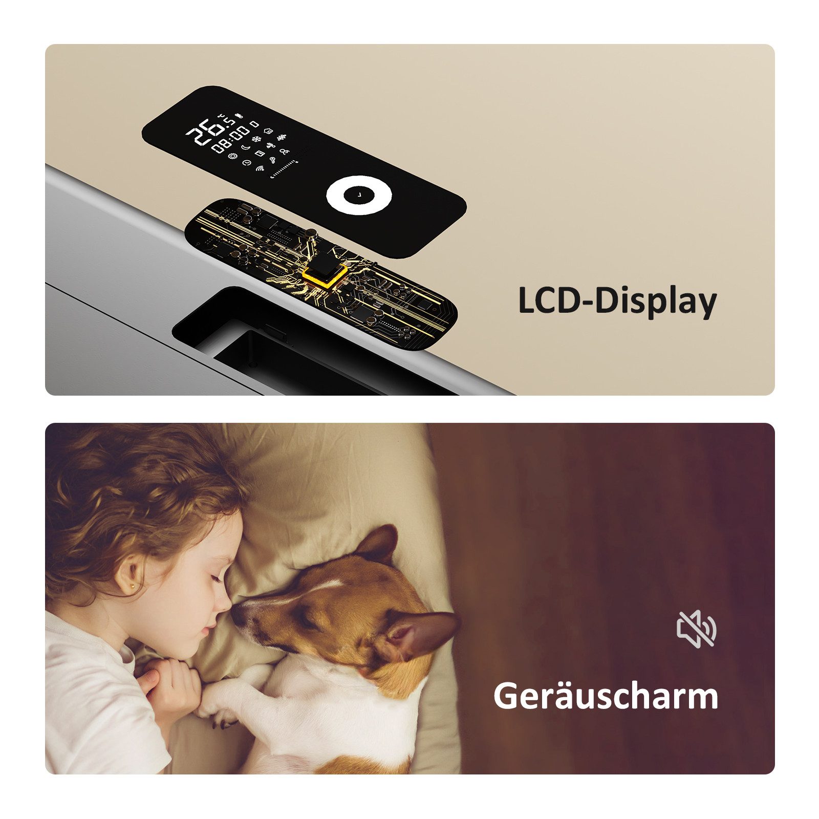 EMKE Elektro-Heizkörper Aluminium-Heizkörper mit WLAN, LCD-Display und Thermostat, GoogleHome/AlexaSprachsteuerung Timing Elektroheizung Anthrazit – Bild 5 von 5