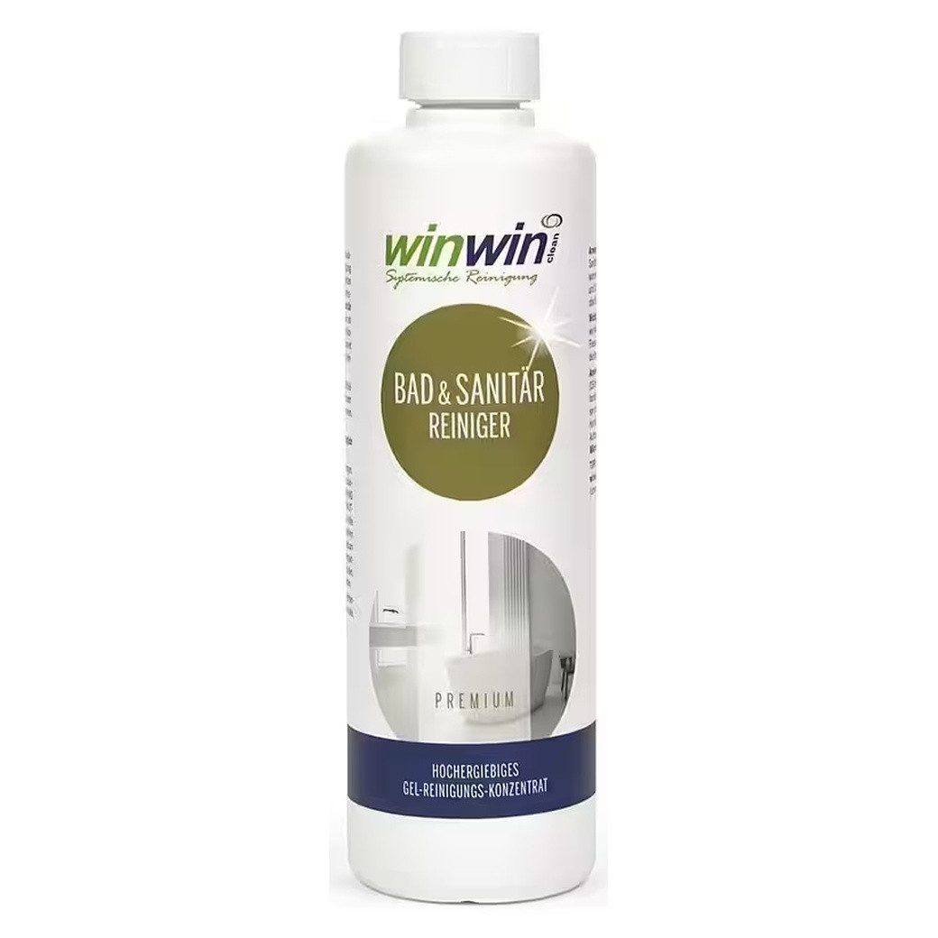 winwinCLEAN Bad & Sanitärreiniger I Hygiene, gegen Kalk & Seifenreste I 0,5L Badreiniger (WC Reiniger,Badreiniger,Toilettenreiniger, extra stark)