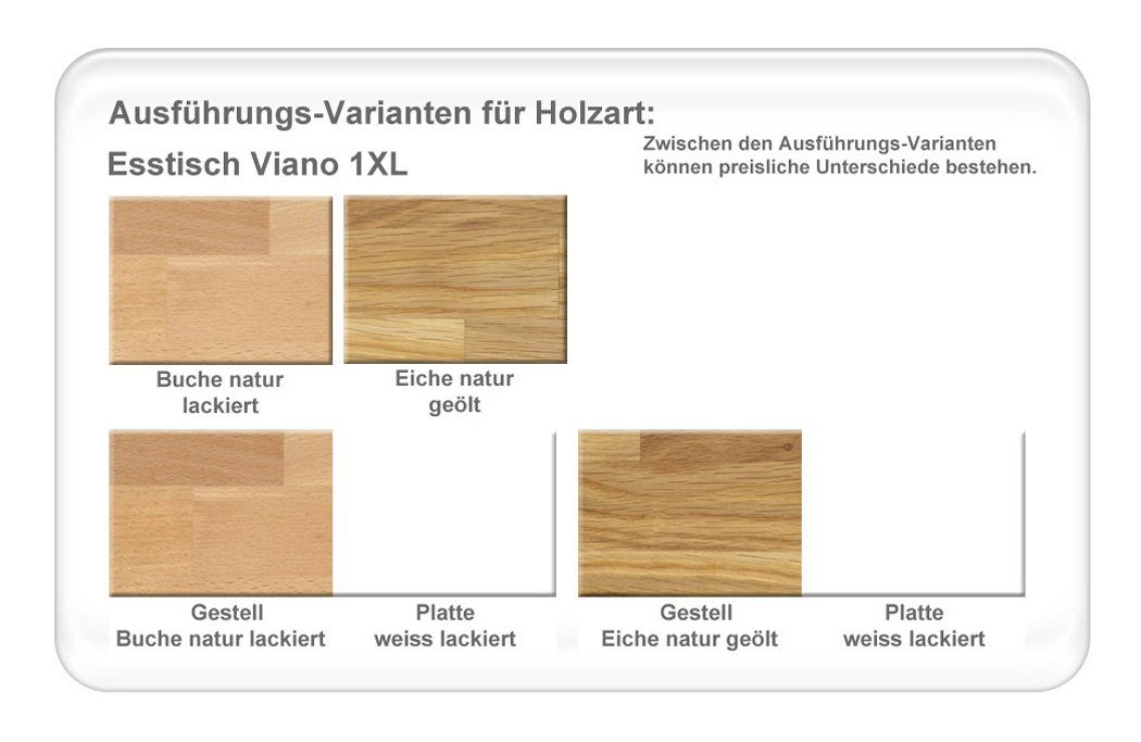 expendio Essgruppe Viano + Tisch massiv Silvana walnut Stühle Buche 5-tlg), (komplette natur 140(180)x80 Loco Tischgruppe, 1XL, Spar-Set, cm