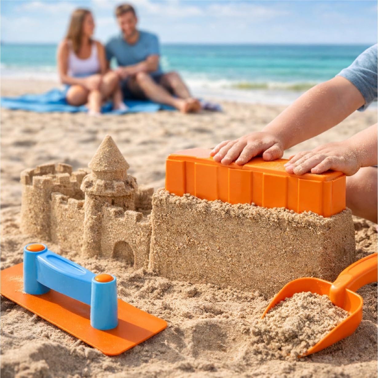 TK Gruppe Sandform-Set Sandspielzeug Set – Sandkastenspielzeug Sandförmchen, Schaufel, Rechen