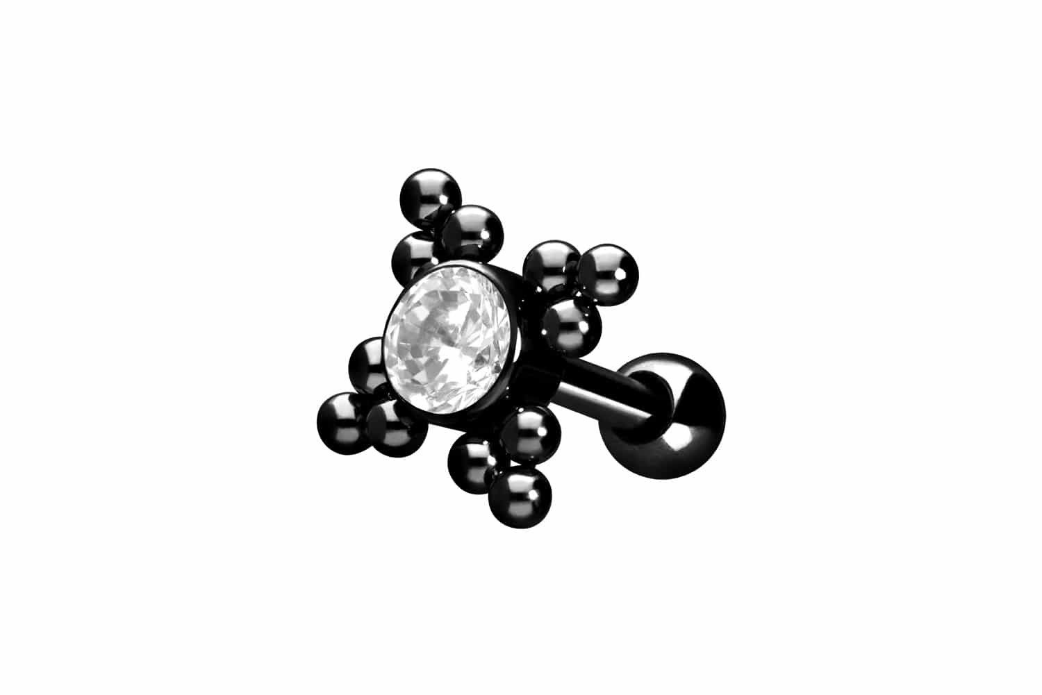 PIERCINGLINE Piercing-Set Chirurgenstahl Ohrpiercing KRISTALL + 4 KUGELDREIECKE (Mini-Barbells, 1-tlg)