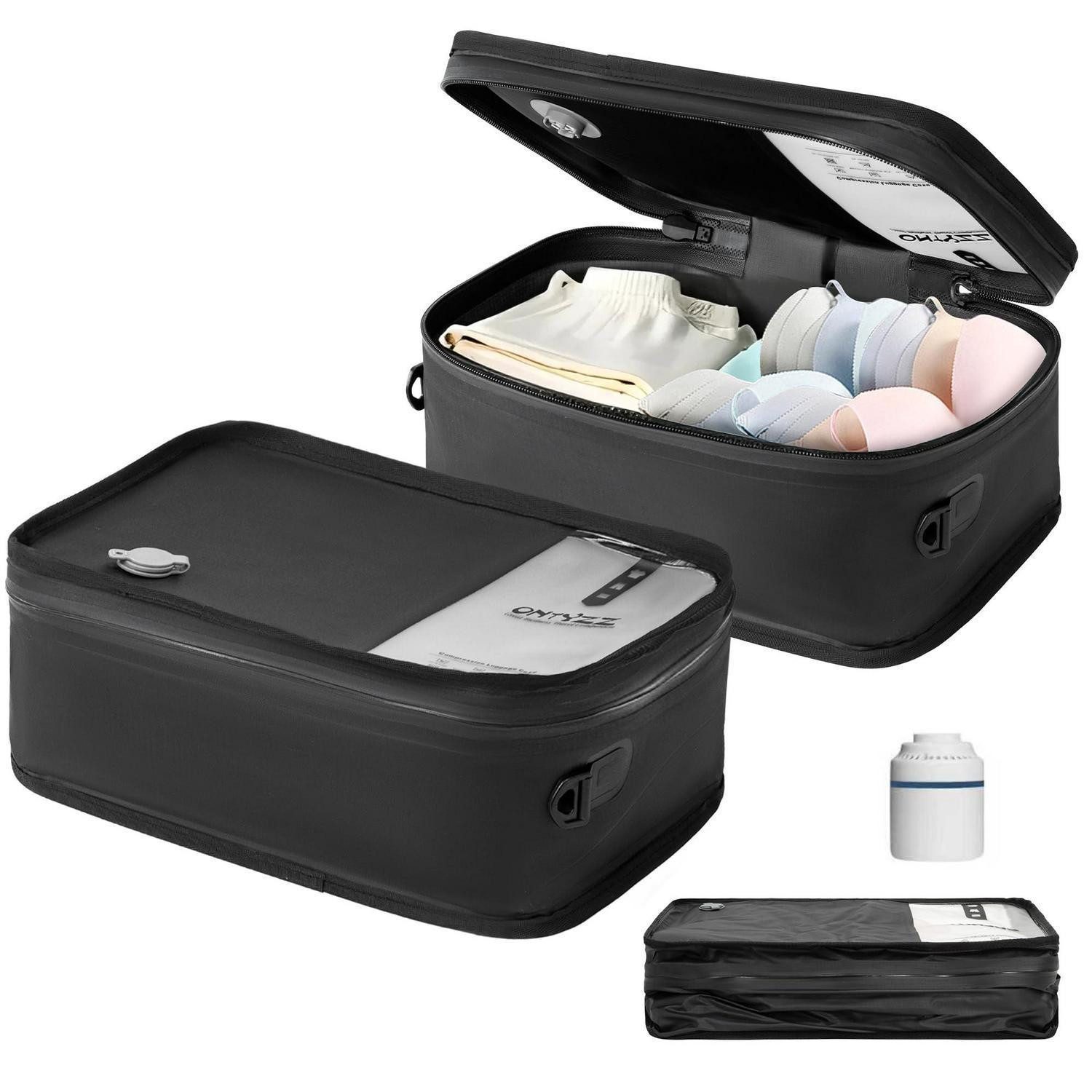 LuxusKollektion Vakuumierbeutel Vakuumbeutel Kleidung 2 Stk + Pumpe Schwarz