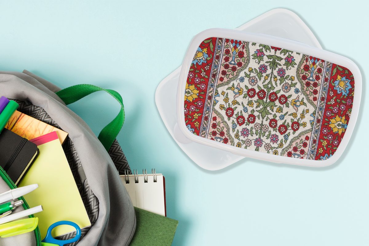 Brotdose, Jungs Farben, - Erwachsene, und Teppiche Persische Kunststoff, für Mädchen Lunchbox Teppiche - Muster Kinder (2-tlg), - MuchoWow Brotbox und weiß für